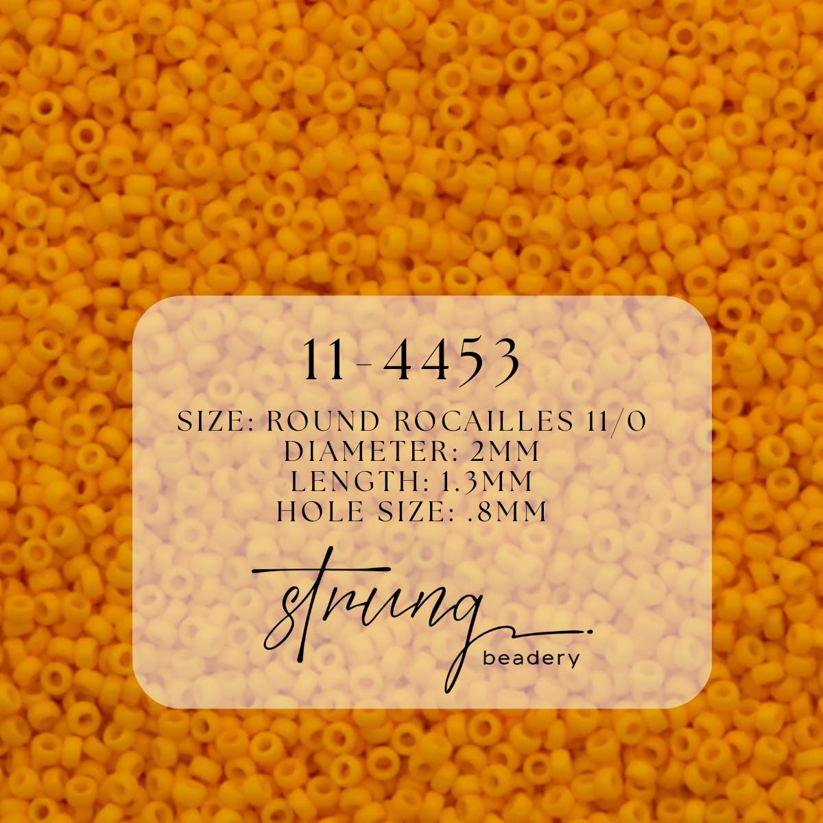 11-4453 | Miyuki Seed Bead Round Rocailles 11/0 | Duracoat Dyed Opaque Light Squash | 1"x2" Flip Top Container ∼15g