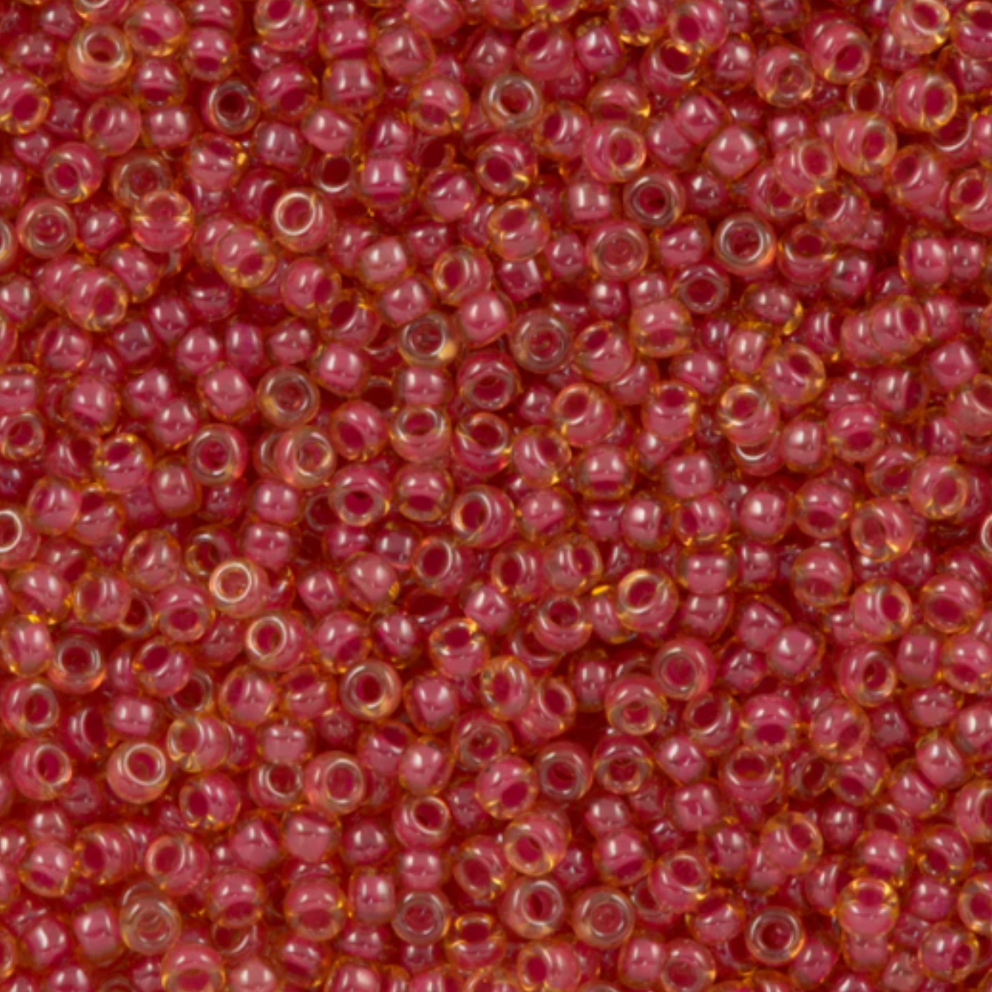 11-0373 Miyuki Seed Bead Round Rocailles 11/0 | Inside Dyed Dk Rose LT Topaz Luster | 1"x2" Flip Top Container ∼15g