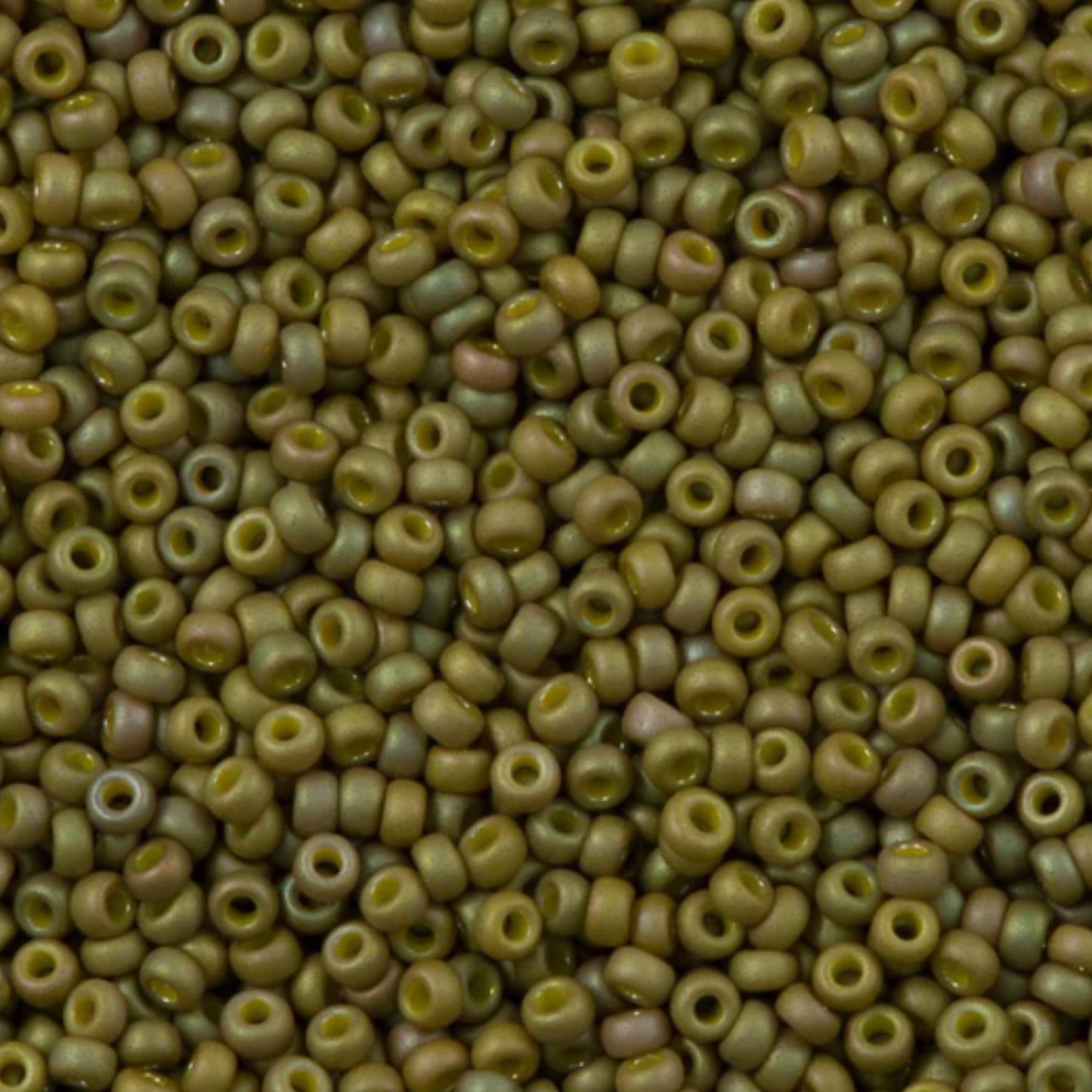 11-2033 Miyuki Seed Bead Round Rocailles 11/0 | Matte Opaque Light Olive Luster | 1"x2" Flip Top Container ∼15g
