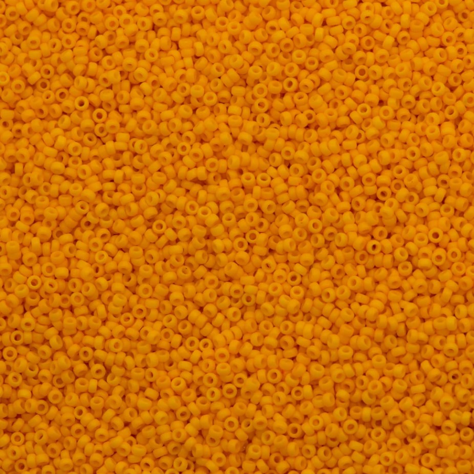 11-4453 | Miyuki Seed Bead Round Rocailles 11/0 | Duracoat Dyed Opaque Light Squash | 1"x2" Flip Top Container ∼15g