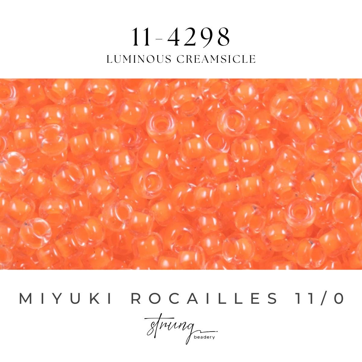 11-4298 Miyuki Seed Bead Round Rocailles 11/0 | Luminous Creamsicle | 1"x2" Flip Top Container ∼15g