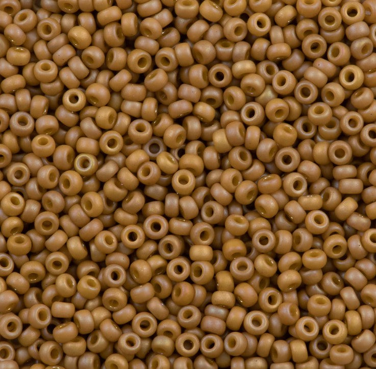 11-4693 | Miyuki Seed Bead Round Rocailles 11/0 | Pistachio Matte Rainbow Opaque Glazed | 1"x2" Flip Top Container ∼15g