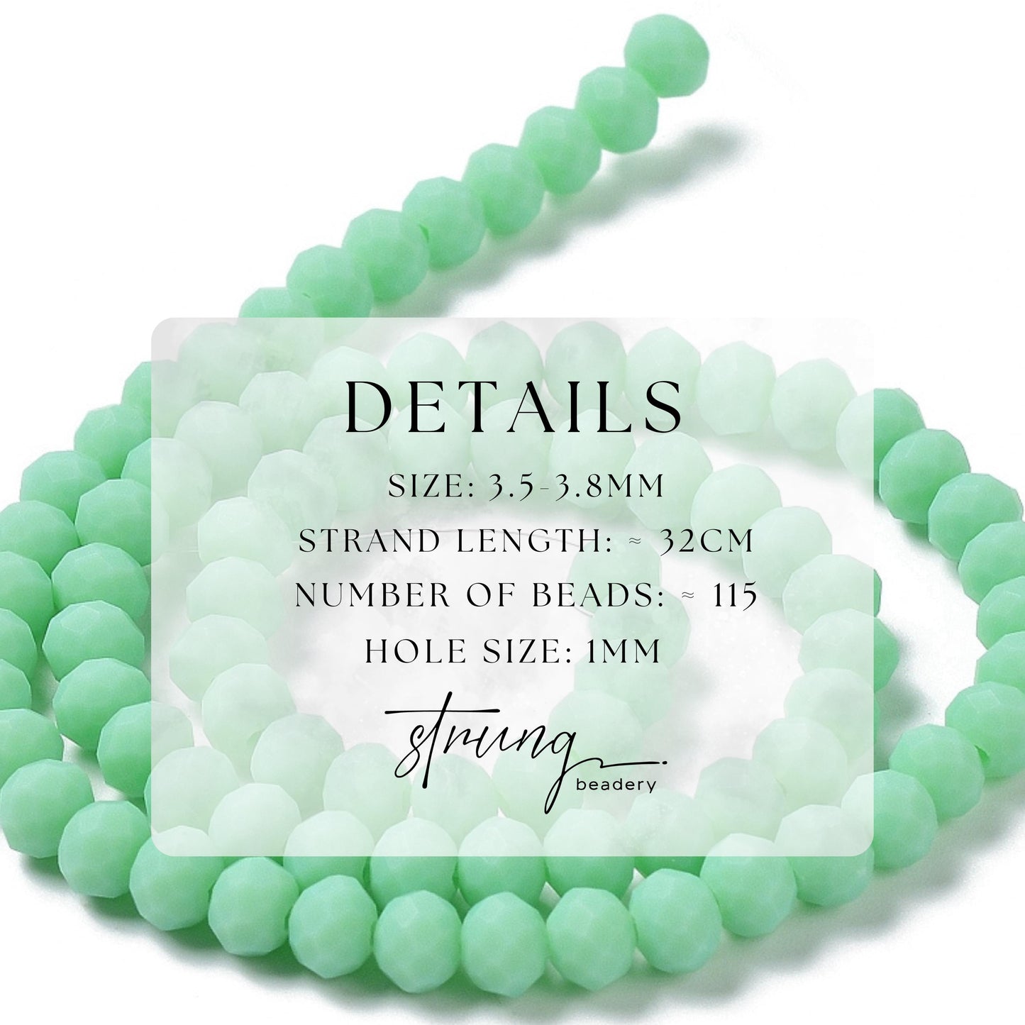 3mm Glass Faceted Beads | Spring Green | Frosted Finish | Rondelle Beads