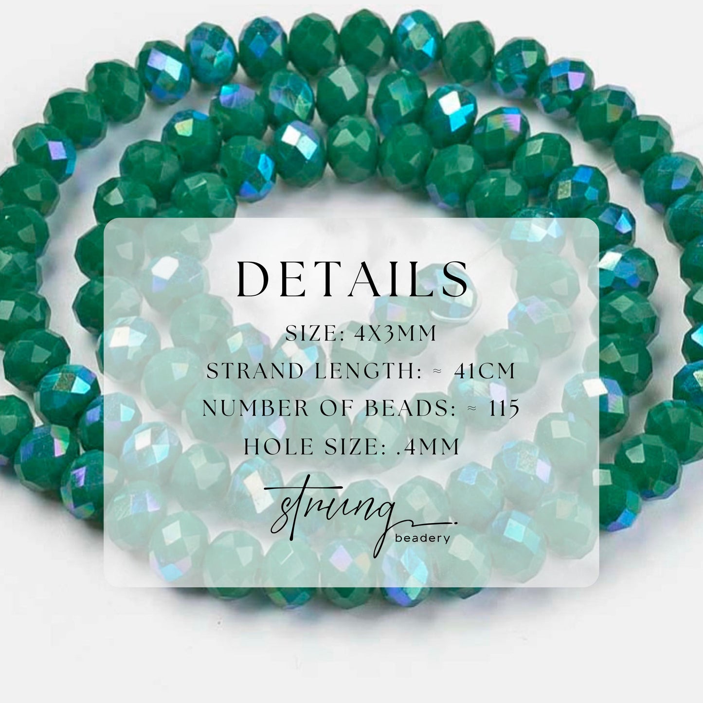 4mm Glass Faceted Beads | Green | Half Rainbow Plated | Rondelle Beads