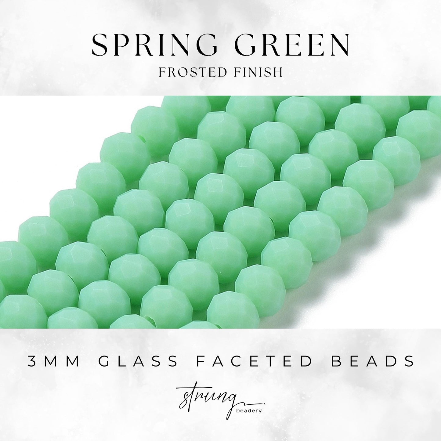 3mm Glass Faceted Beads | Spring Green | Frosted Finish | Rondelle Beads