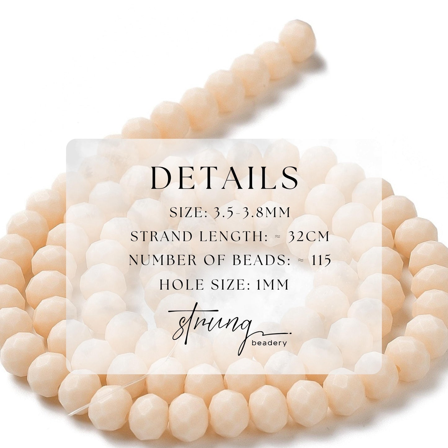 3mm Glass Faceted Beads | Peach | Frosted Finish | Rondelle Beads