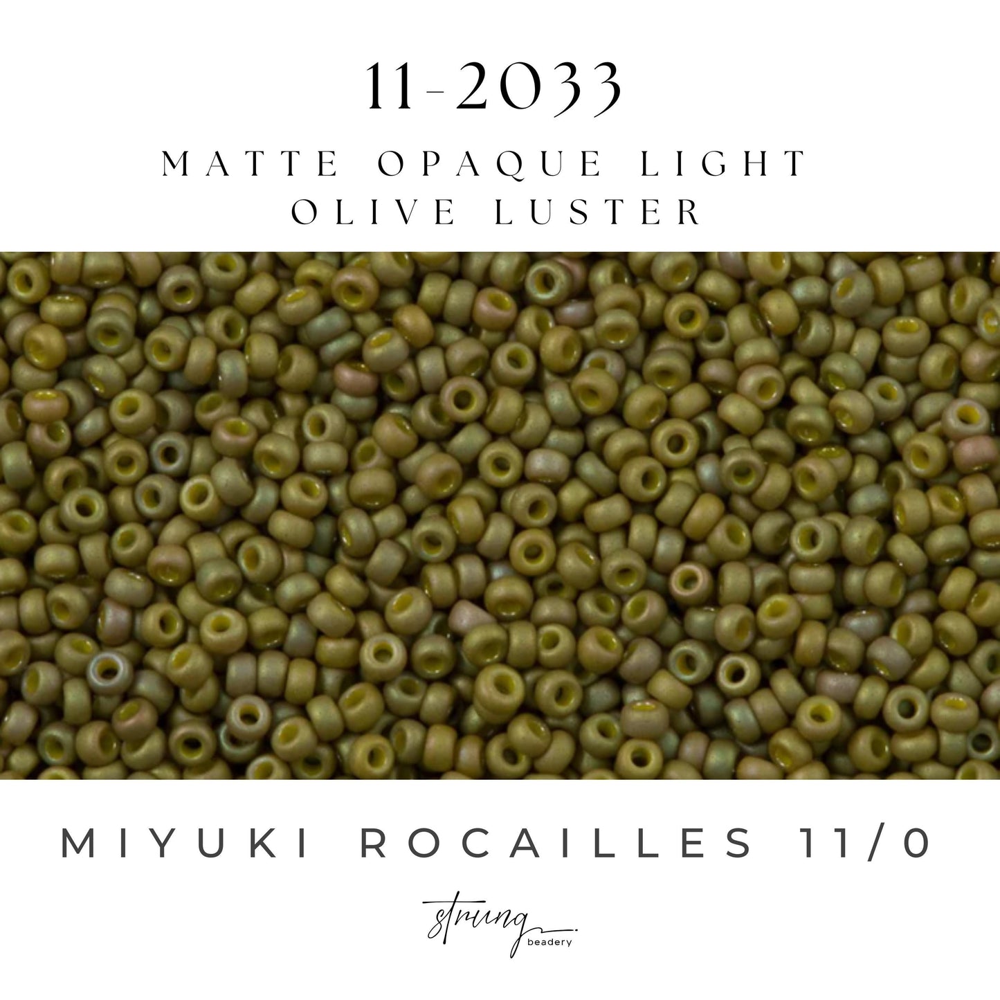 11-2033 Miyuki Seed Bead Round Rocailles 11/0 | Matte Opaque Light Olive Luster | 1"x2" Flip Top Container ∼15g