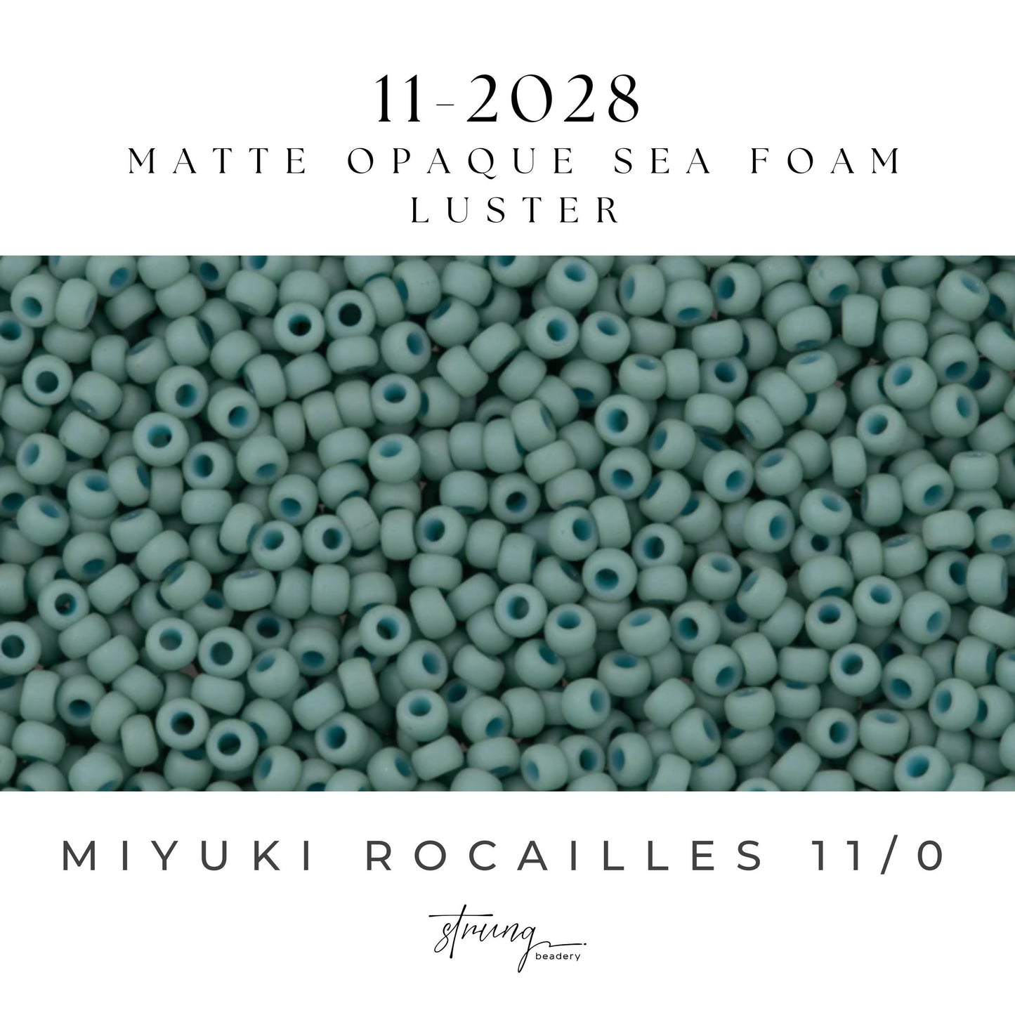 11-2028 Miyuki Seed Bead Round Rocailles 11/0 | Matte Opaque Sea Foam Luster | 1"x2" Flip Top Container ∼15g