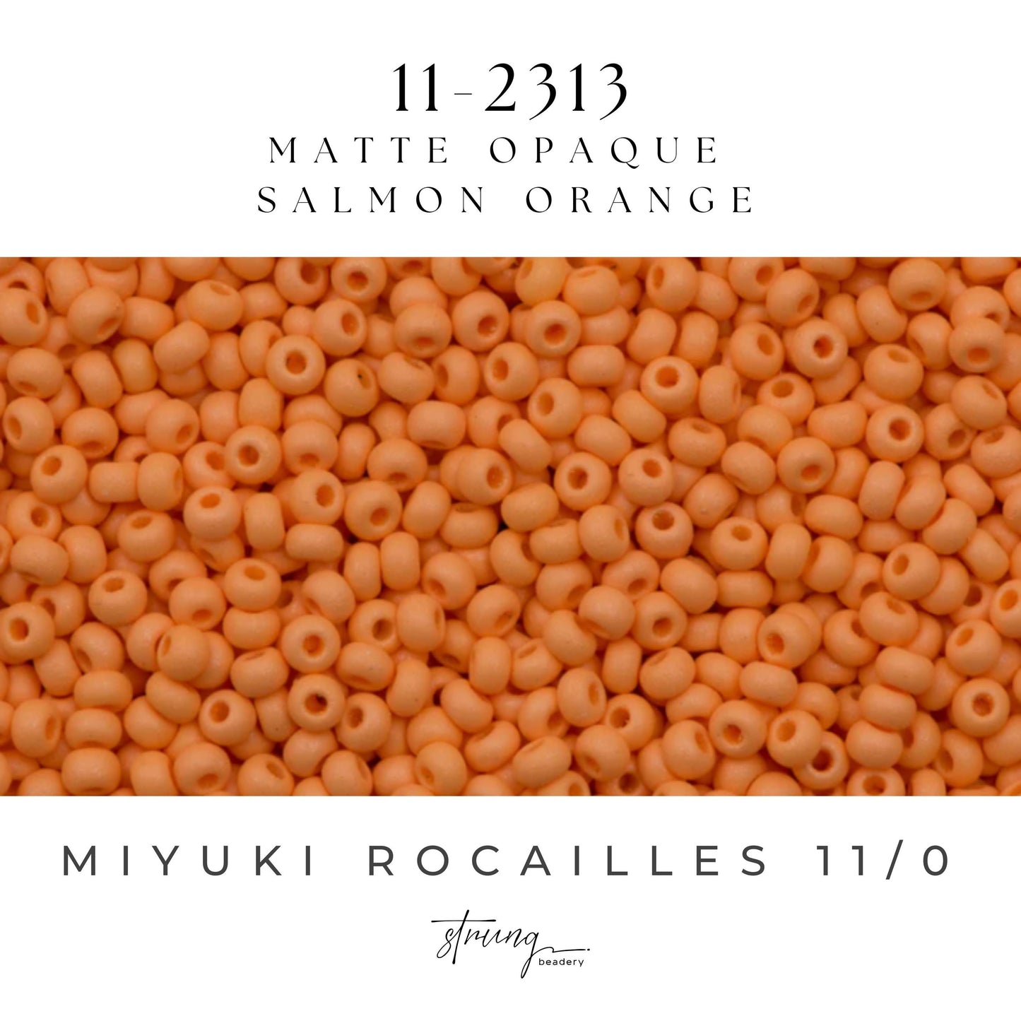 11-2313 Miyuki Seed Bead Round Rocailles 11/0 | Matte Opaque Salmon Orange | 1"x2" Flip Top Container ∼15g