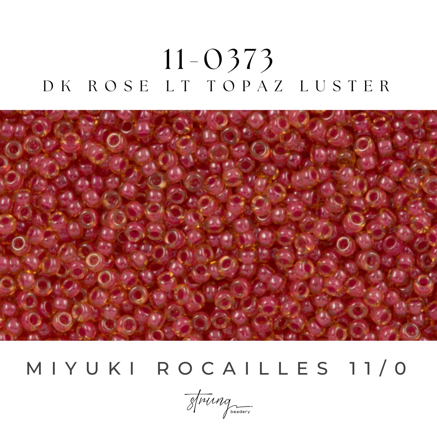 11-0373 Miyuki Seed Bead Round Rocailles 11/0 | Inside Dyed Dk Rose LT Topaz Luster | 1"x2" Flip Top Container ∼15g