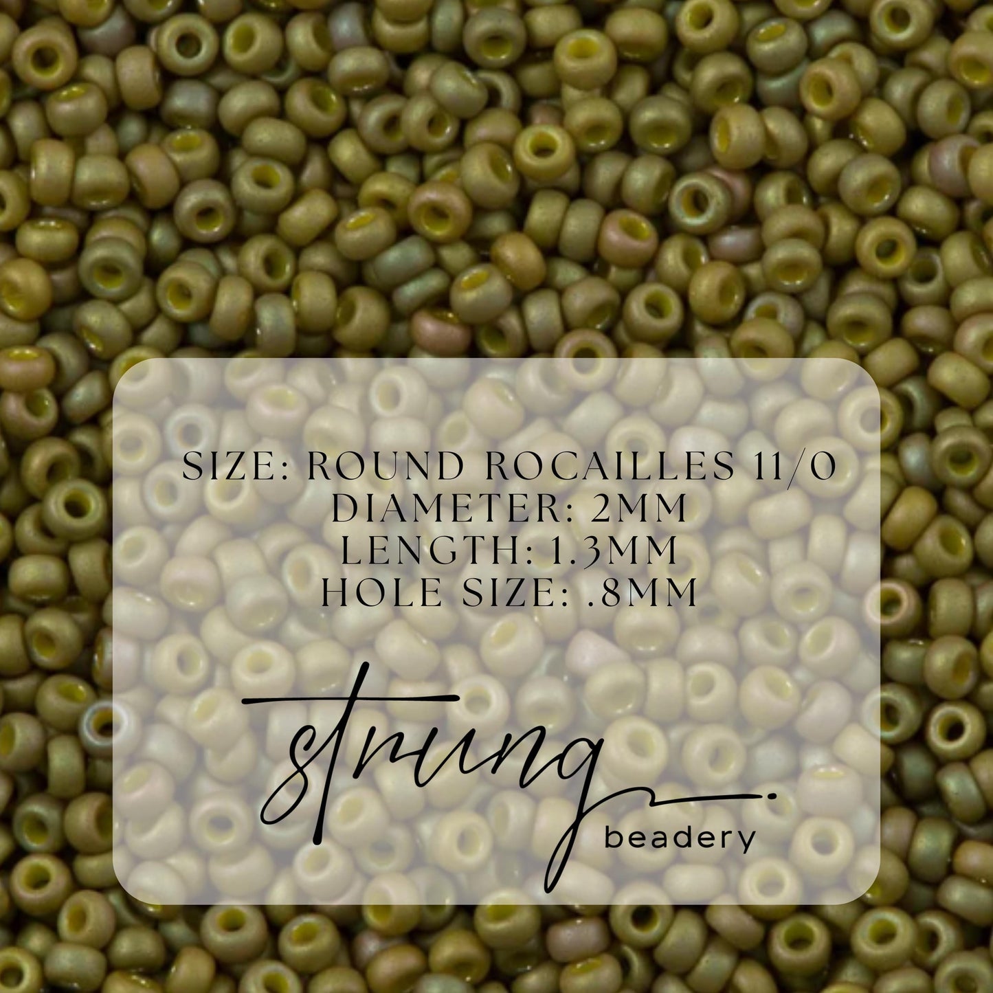 11-2033 Miyuki Seed Bead Round Rocailles 11/0 | Matte Opaque Light Olive Luster | 1"x2" Flip Top Container ∼15g