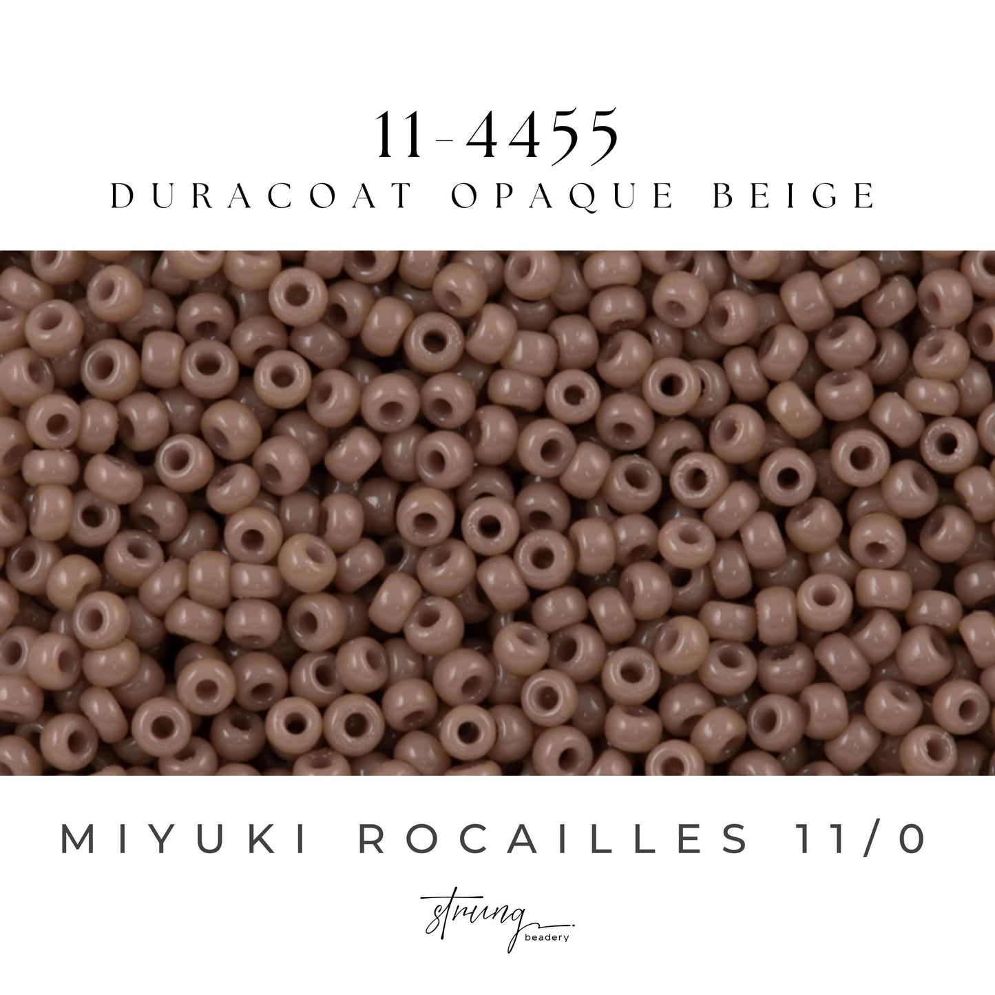 11-4455 Miyuki Seed Bead Round Rocailles 11/0 | Duracoat Opaque Beige | 1"x2" Flip Top Container ∼15g