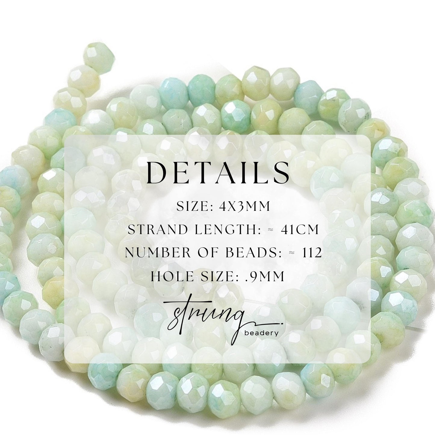 4mm Glass Faceted Beads | Yellow Green | AB Plated | Rondelle Beads