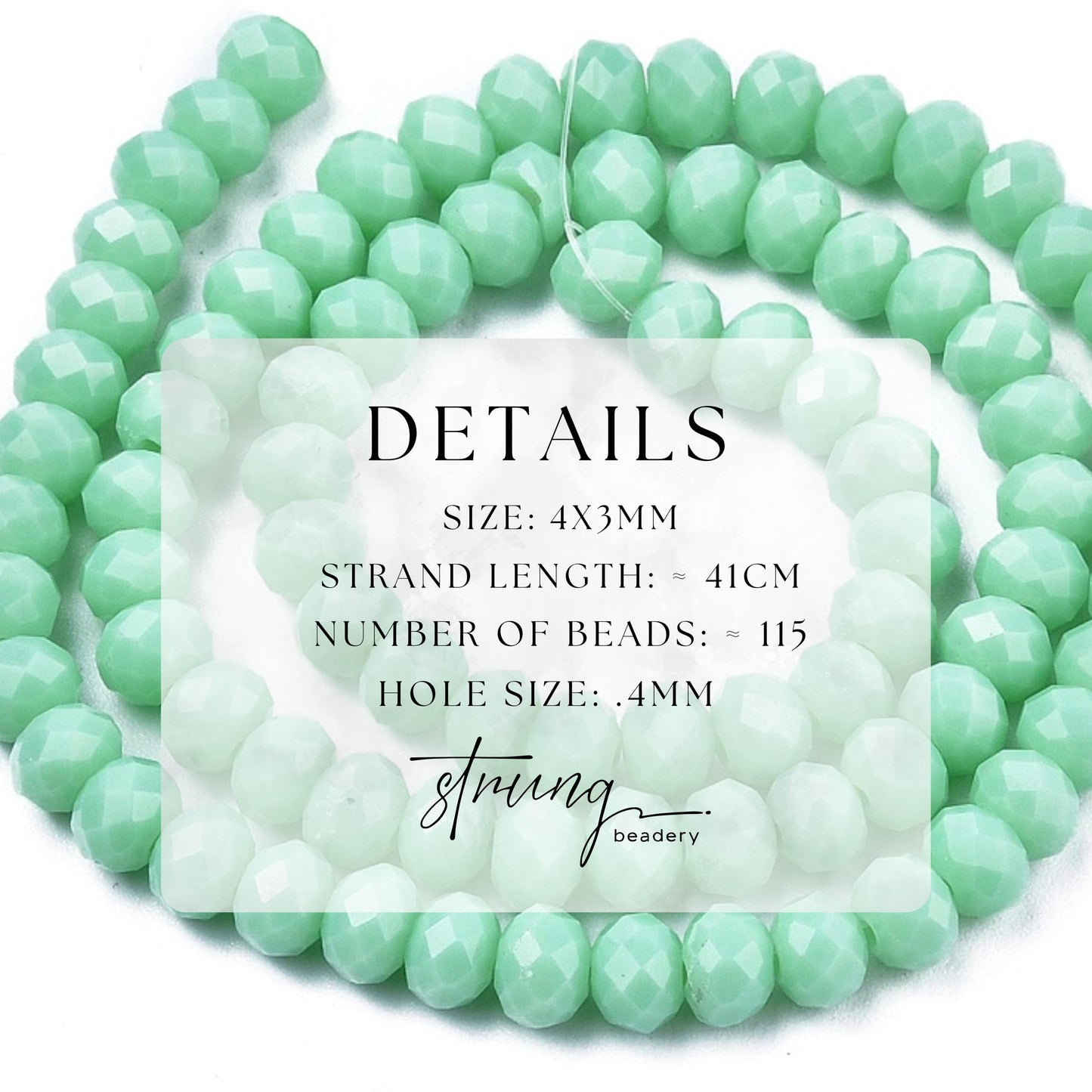 4mm Glass Faceted Beads | Turquoise | Opaque Solid Color | Rondelle Beads