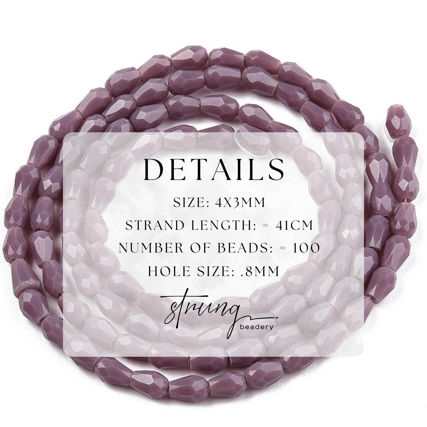 4mm Glass Faceted Beads | Rosy Brown | Teardrop Shaped