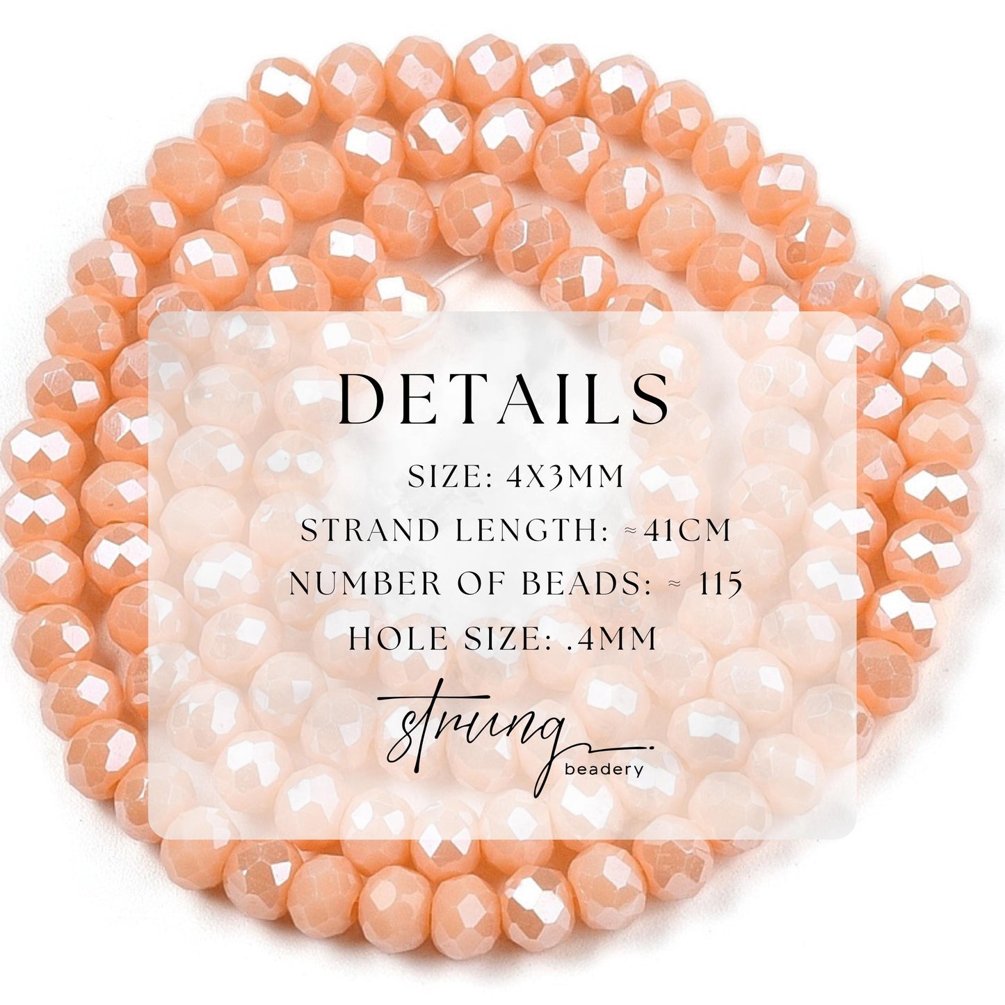 4mm Glass Faceted Beads | Dark Salmon | Electroplated with Pearl Luster | Rondelle Beads