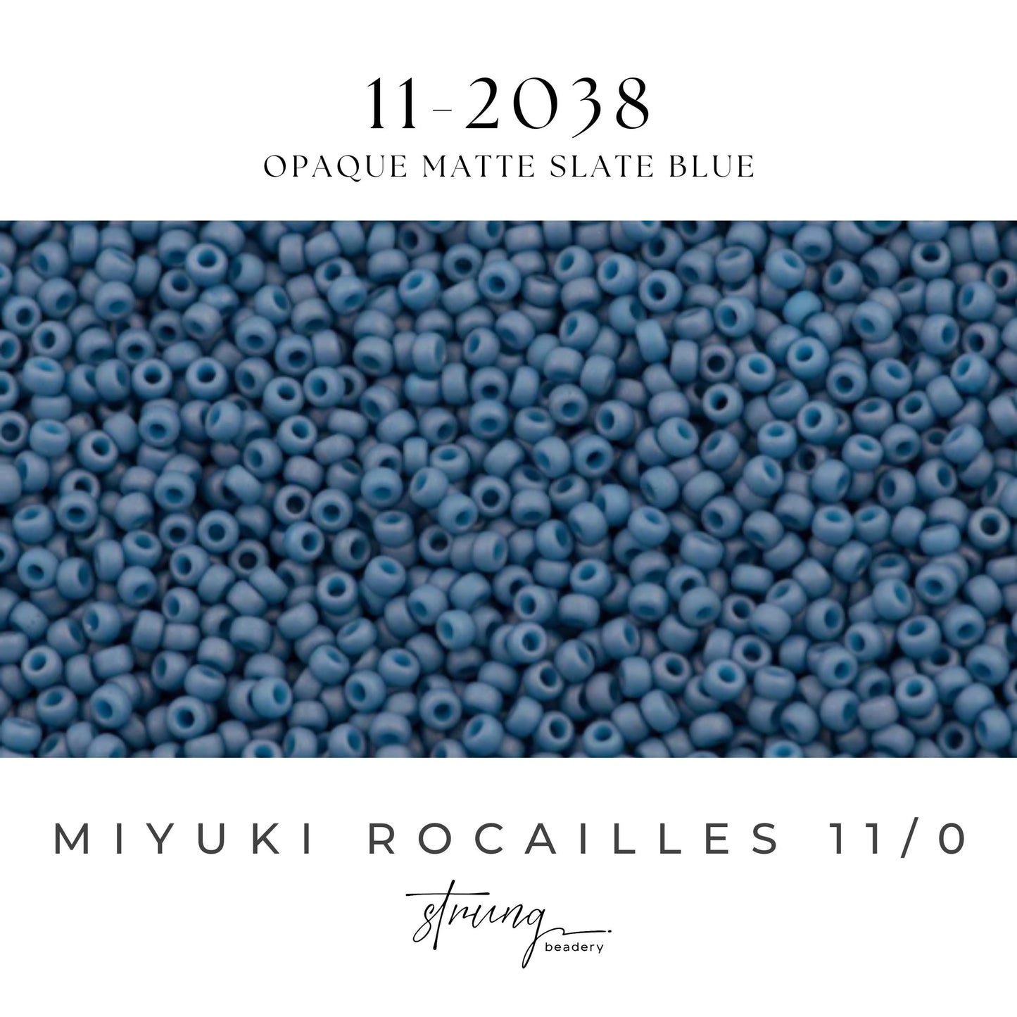 11-2038 Miyuki Seed Bead Round Rocailles 11/0 | Matte Opaque LIght Denim | 1"x2" Flip Top Container ∼15g