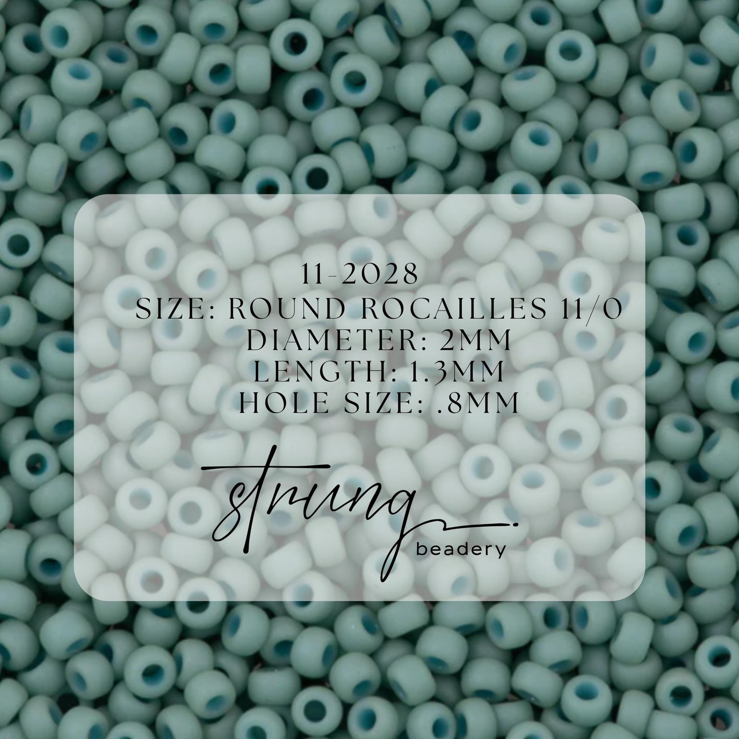 11-2028 Miyuki Seed Bead Round Rocailles 11/0 | Matte Opaque Sea Foam Luster | 1"x2" Flip Top Container ∼15g