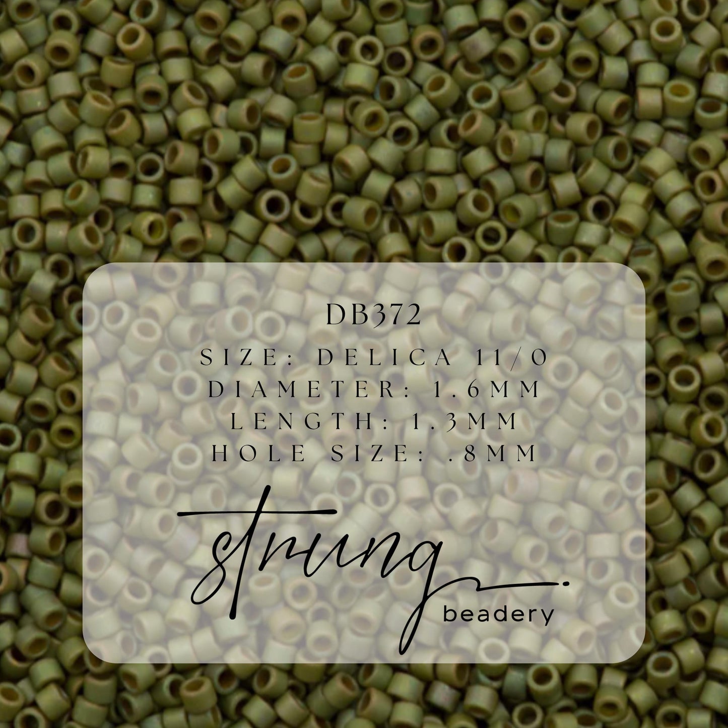 DB0372 Miyuki Delica Beads 11/0 Matte Opaque Lt Olive Luster AB – 8 grams - Japanese Seed Beads for Jewelry Making