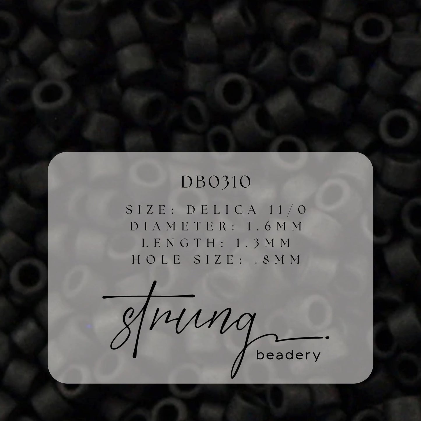 DB0310 Miyuki Delica Beads 11/0 Matte Black – 8 grams - Japanese Seed Beads for Jewelry Making