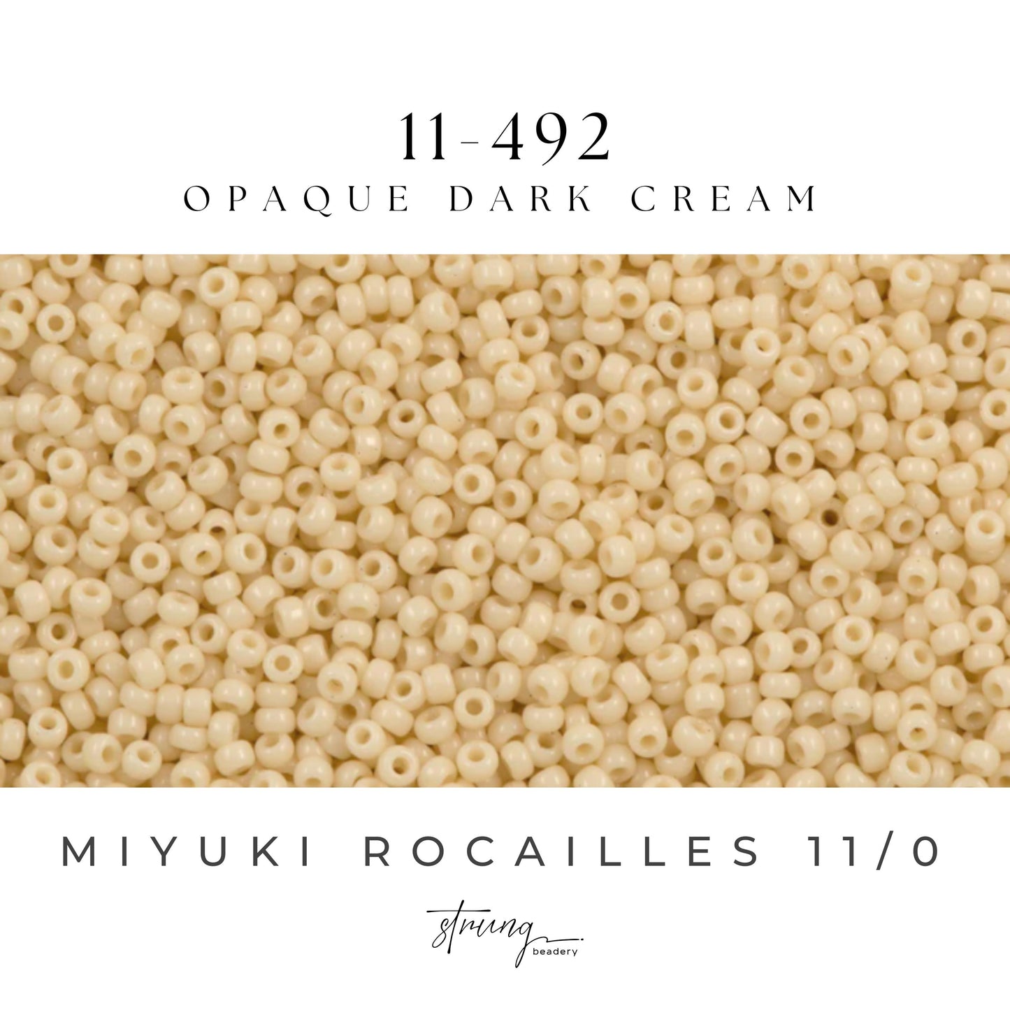 11-492 | Miyuki Seed Bead Round Rocailles 11/0 | Opaque Dark Cream | 1"x2" Flip Top Container ∼15g