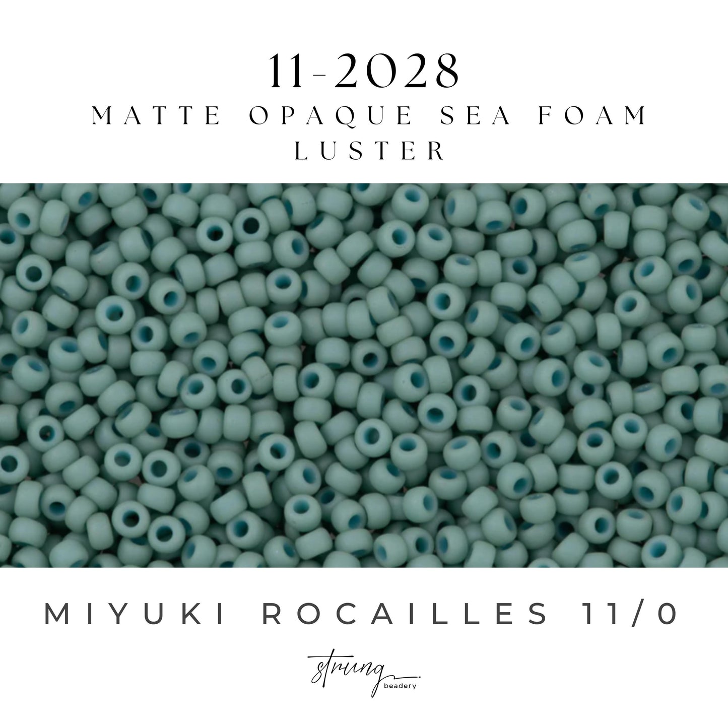 11-2028 Miyuki Seed Bead Round Rocailles 11/0 | Matte Opaque Sea Foam Luster | 1"x2" Flip Top Container ∼15g