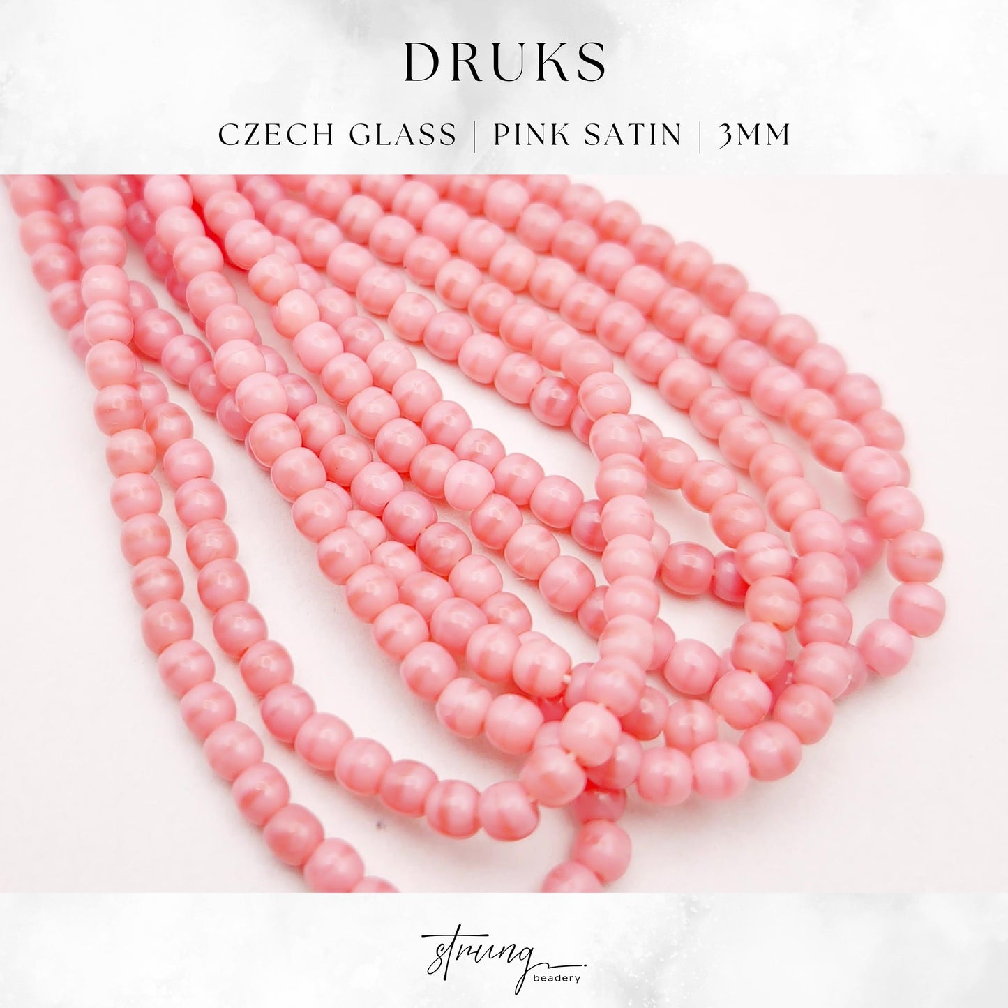Czech Glass | Pink Satin Druk Round Beads 3mm | 300 Pcs
