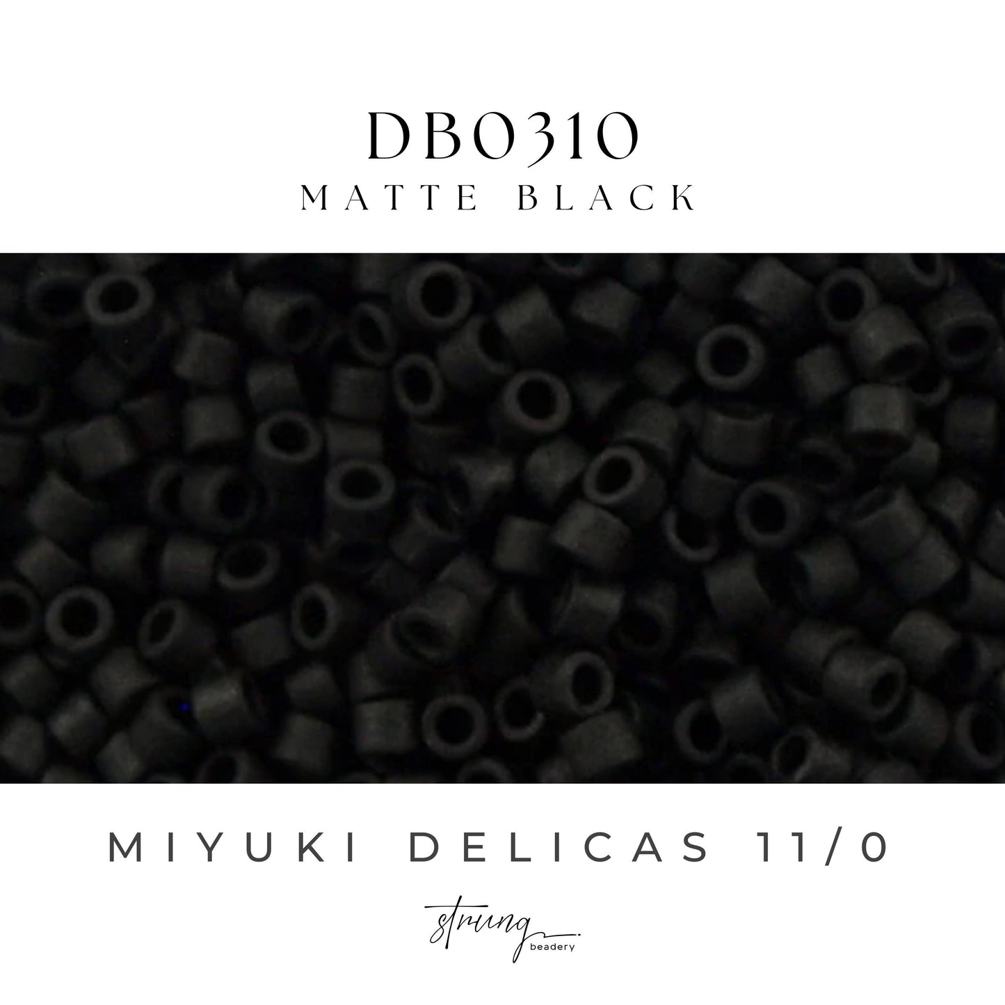 DB0310 Miyuki Delica Beads 11/0 Matte Black – 8 grams - Japanese Seed Beads for Jewelry Making