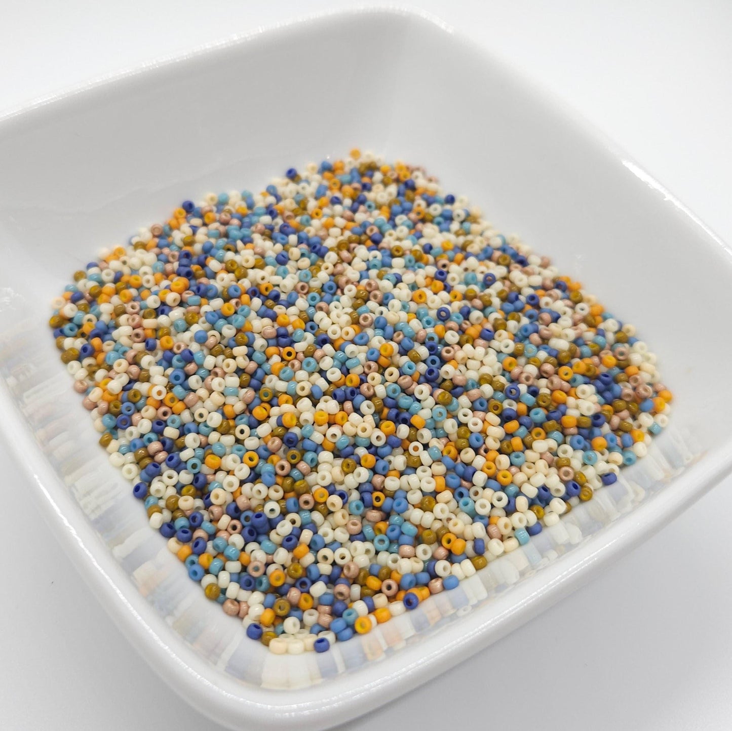 Wheatfield Sky | Miyuki Rocailles Seed Beads Mix | 15g Premium Japanese Glass Beads for Jewelry Making & Crafts | Earthy Blue Tone