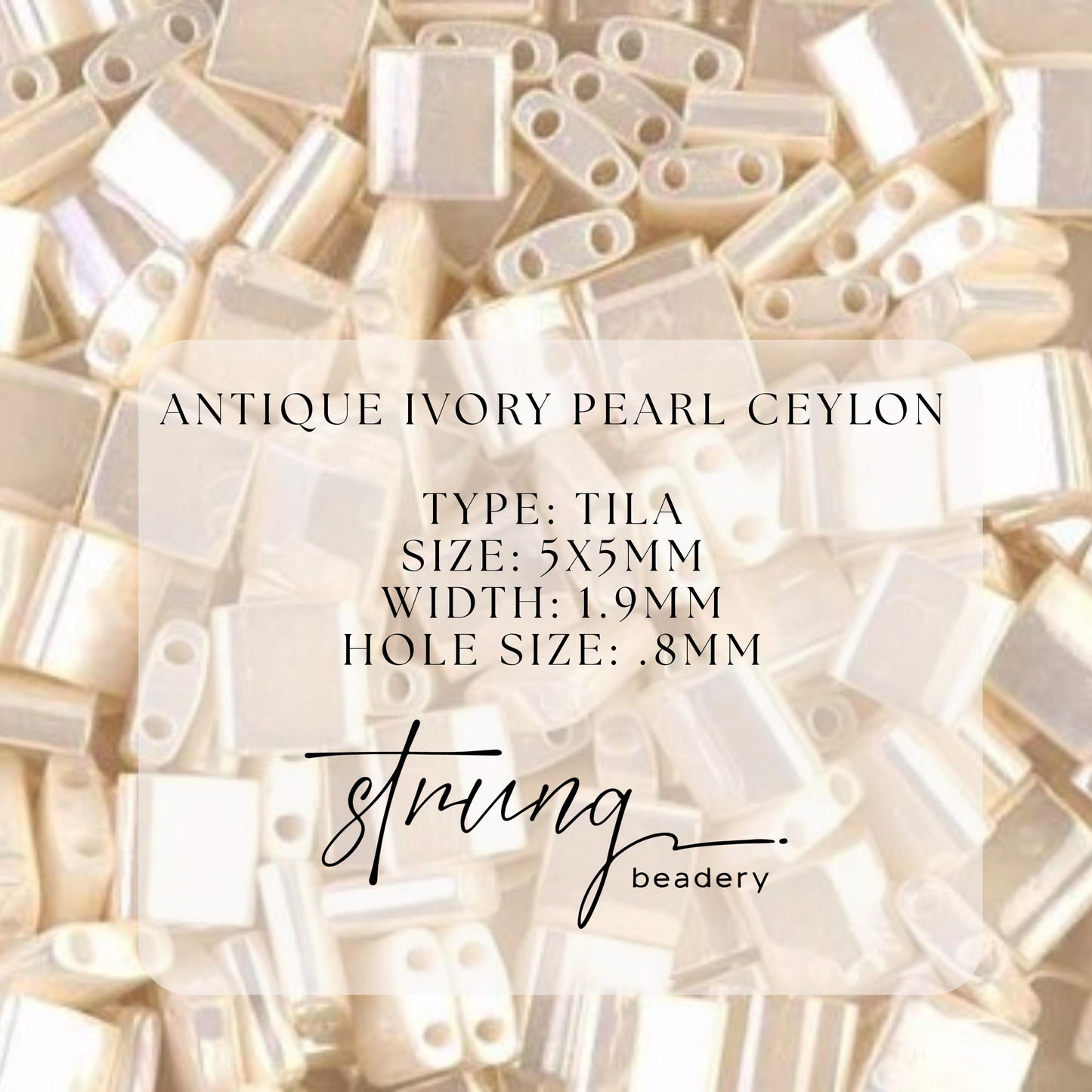 Miyuki Tila Beads Antique Ivory Pearl Ceylon Glass Tile Beads TL-592 | Full | 8 Grams for Jewelry Making