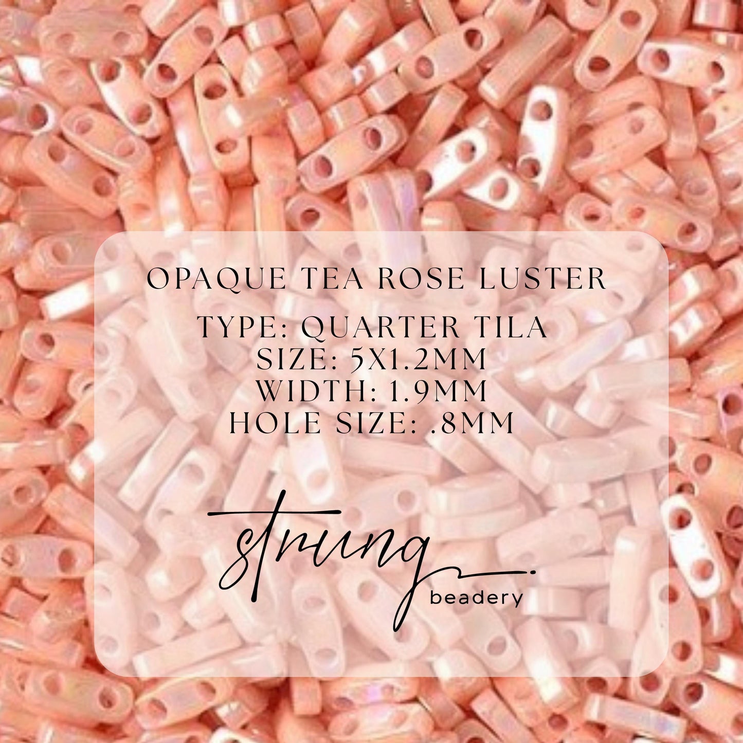 Miyuki Quarter Tila Beads Opaque Tea Rose Luster Glass Tile Beads QTL-596 | Quarter | 8 Grams for Jewelry Making