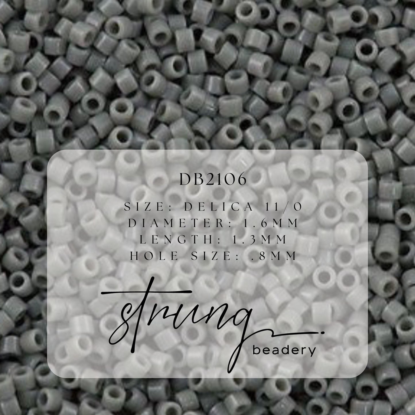 DB0731 Miyuki Delica Beads 11/0 Opaque Grey – 8 grams - Japanese Seed Beads for Jewelry Making