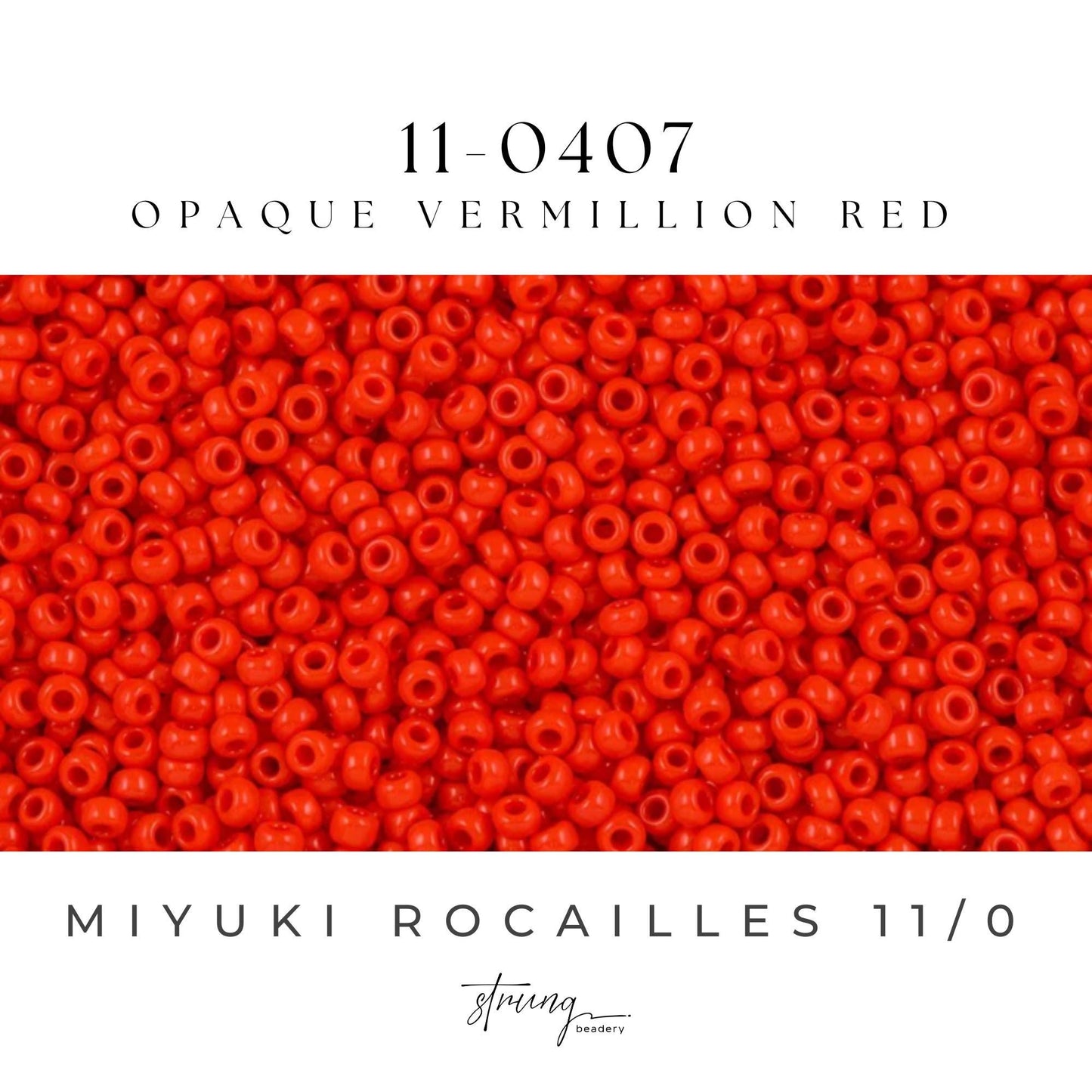 11-0407| Miyuki Seed Bead Round Rocailles 11/0 | Opaque Vermillion Red | 15g | Japanese Beads for Jewelry Making
