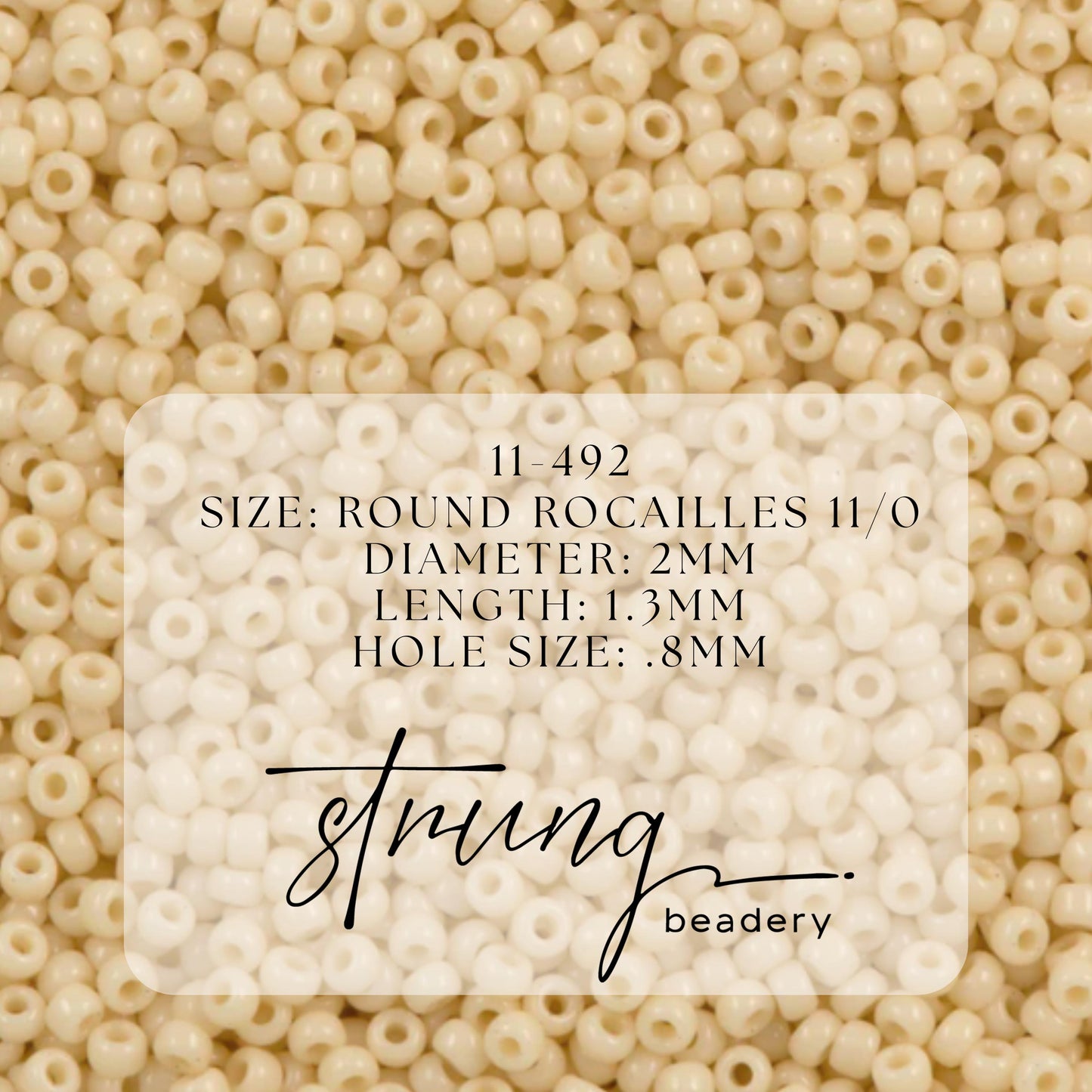 11-492 | Miyuki Seed Bead Round Rocailles 11/0 | Opaque Dark Cream | 1"x2" Flip Top Container ∼15g