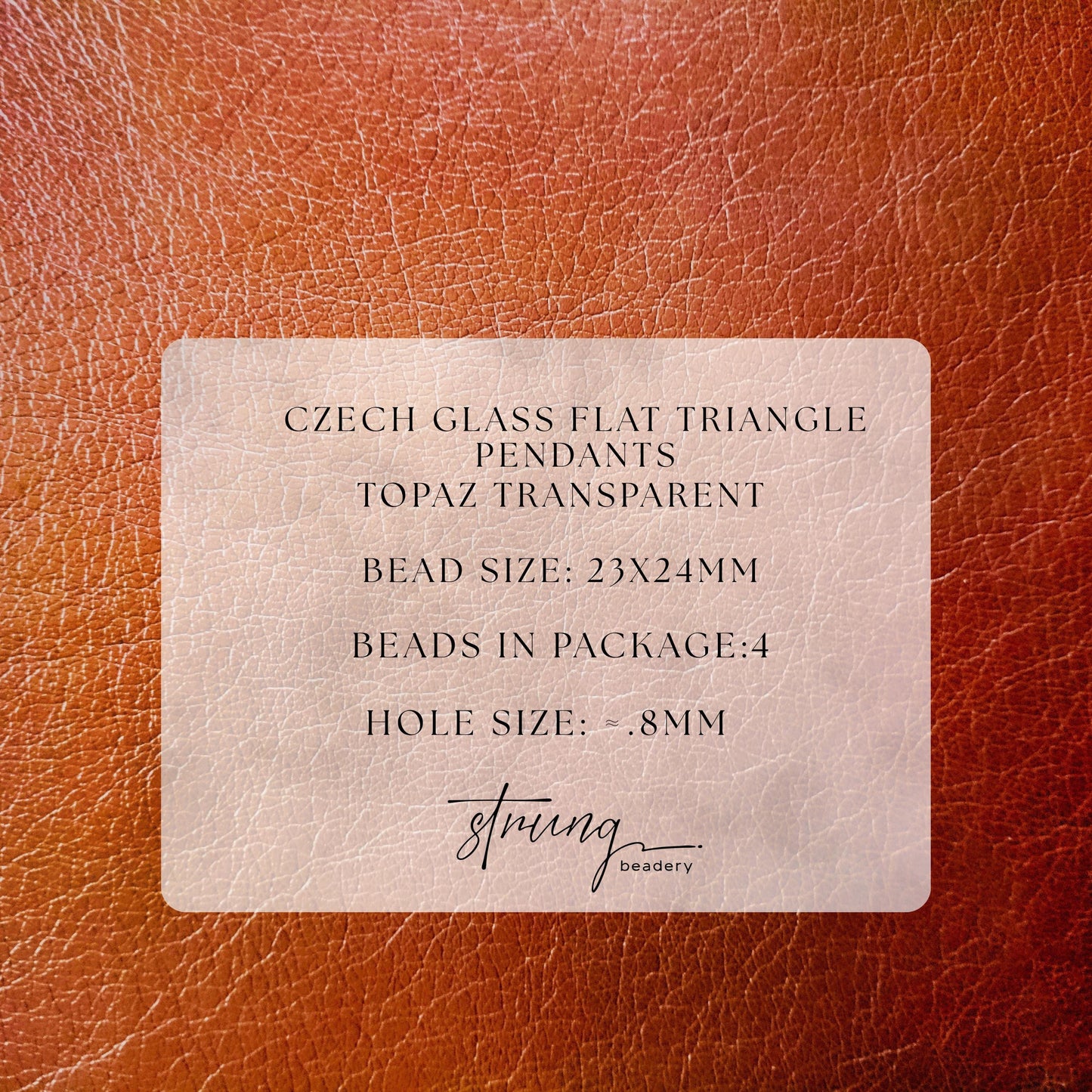 Czech Glass | Transparent Topaz Triangle Pendant Beads 23x24mm | Set of 4