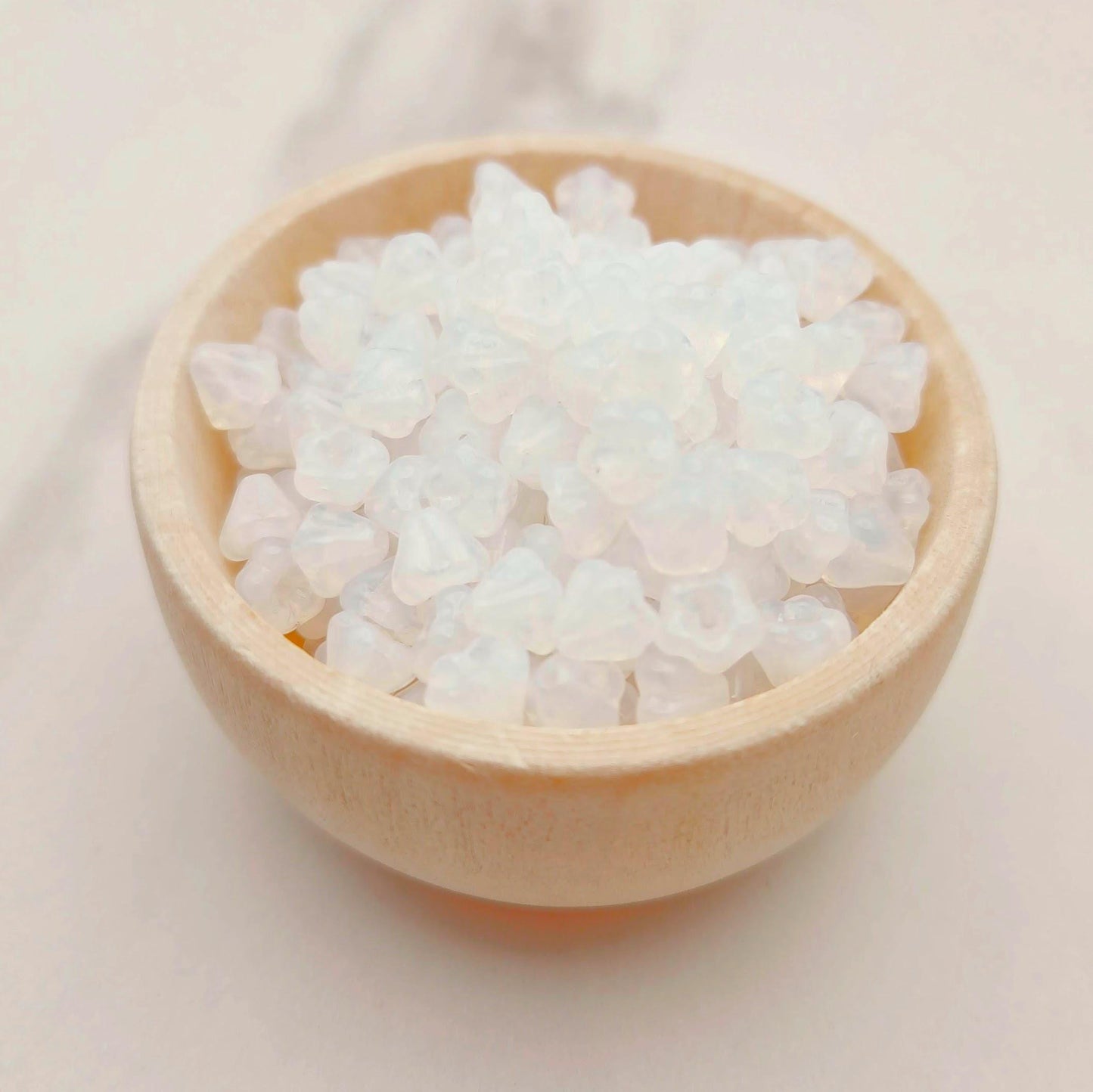 Czech Glass Milky White Opal Flower Bell Bead Flower Beads 4x6mm | 50 Pcs