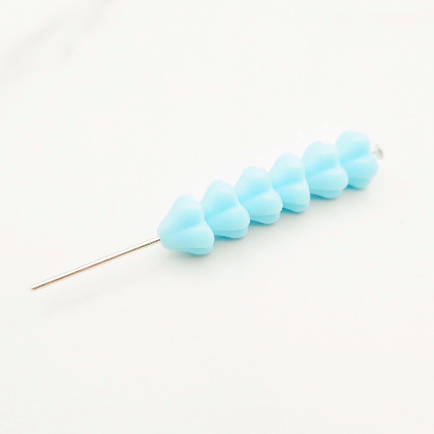 Czech Glass Opaque Blue Turquoise Flower Bell Beads 6x8mm | 25 Pcs