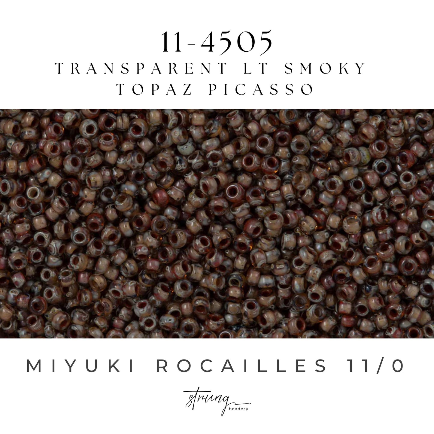 11-4505 Miyuki Seed Bead Round Rocailles 11/0 | Transparent Lt Smoky Topaz | 15g | Japanese Beads for Jewelry Making