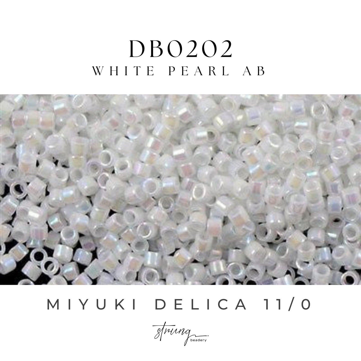DB0202 Miyuki Delica Beads 11/0 White Pearl AB – 8 grams - Japanese Seed Beads for Jewelry Making
