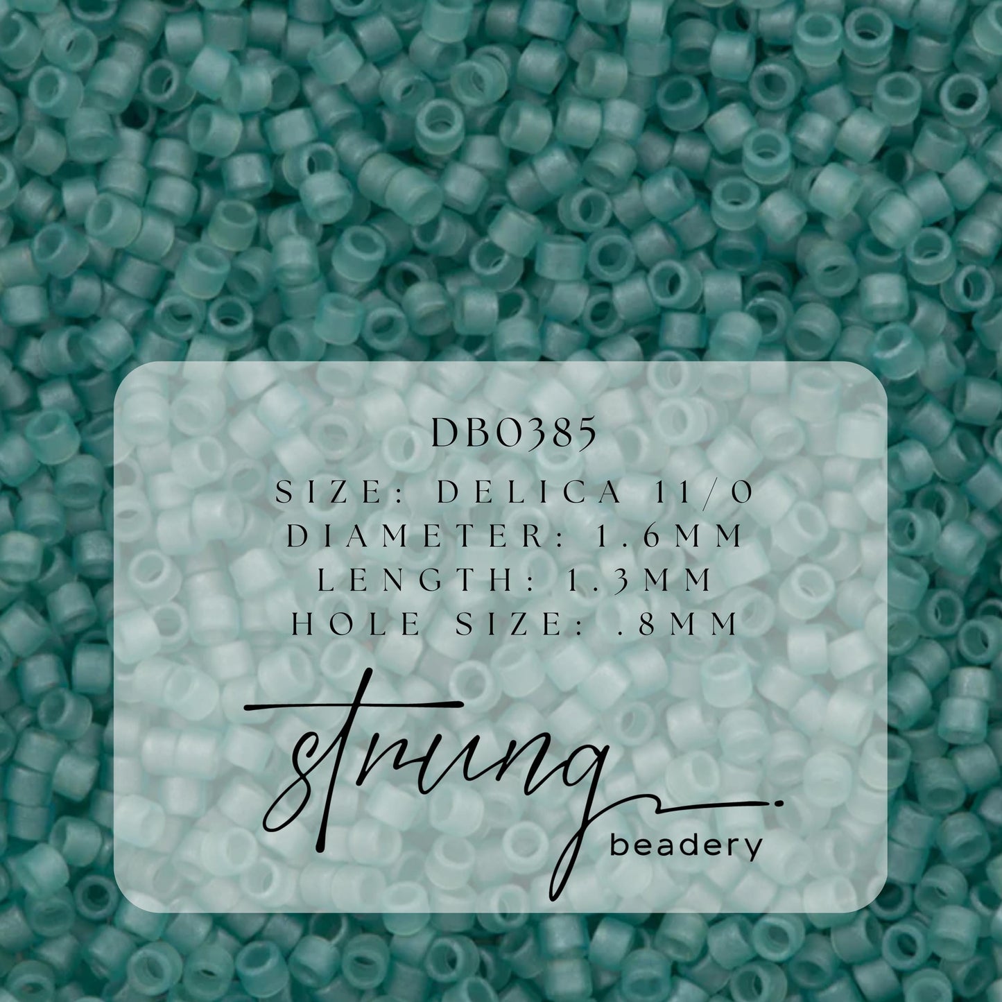 DB0385 Miyuki Delica Beads 11/0 Matte Sea Glass Green Luster– 8 grams - Japanese Seed Beads for Jewelry Making