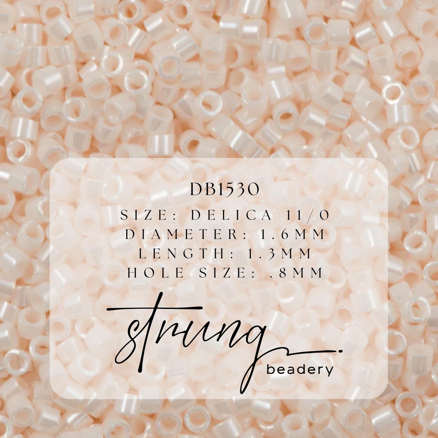 DB1530 Miyuki Delica Beads 11/0 Opaque Bisque White Ceylon – 8 grams - Japanese Seed Beads for Jewelry Making