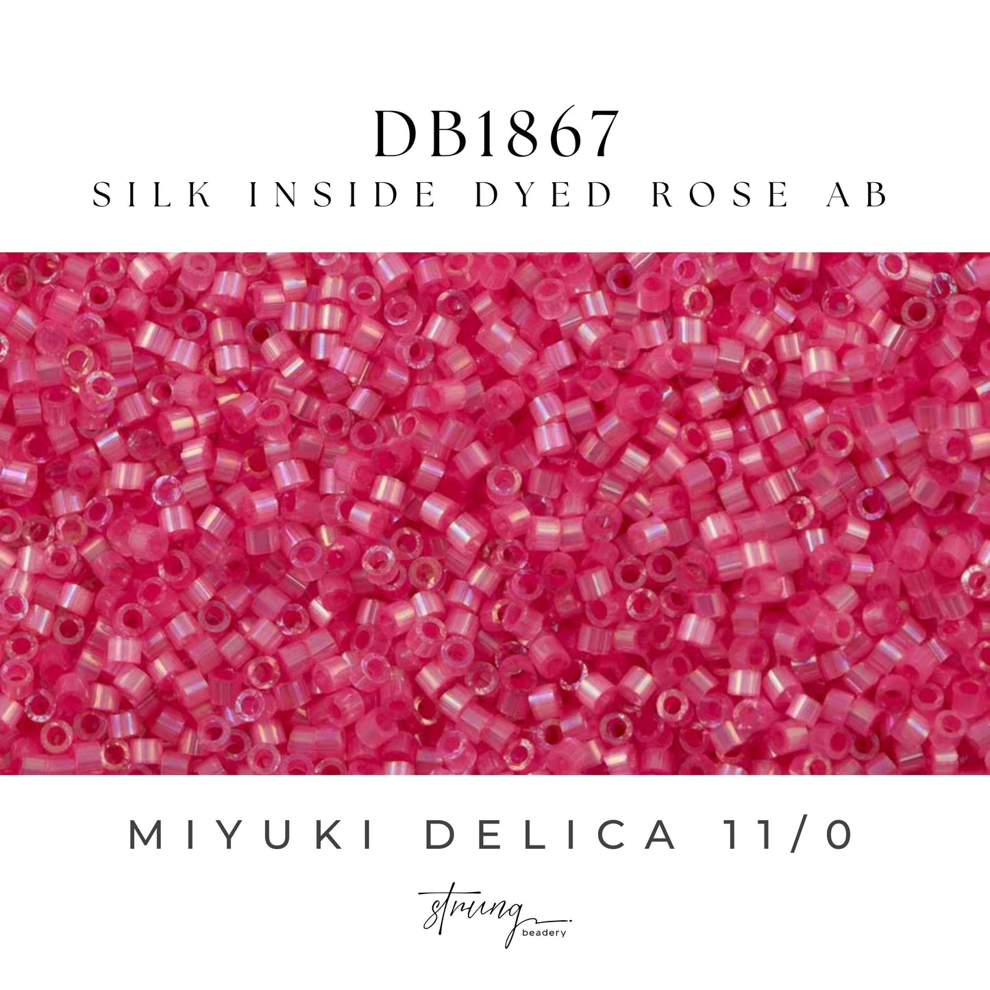 DB1867 Miyuki Delica Beads 11/0 Silk Inside Dyed Rose AB– 8 grams - Japanese Seed Beads for Jewelry Making