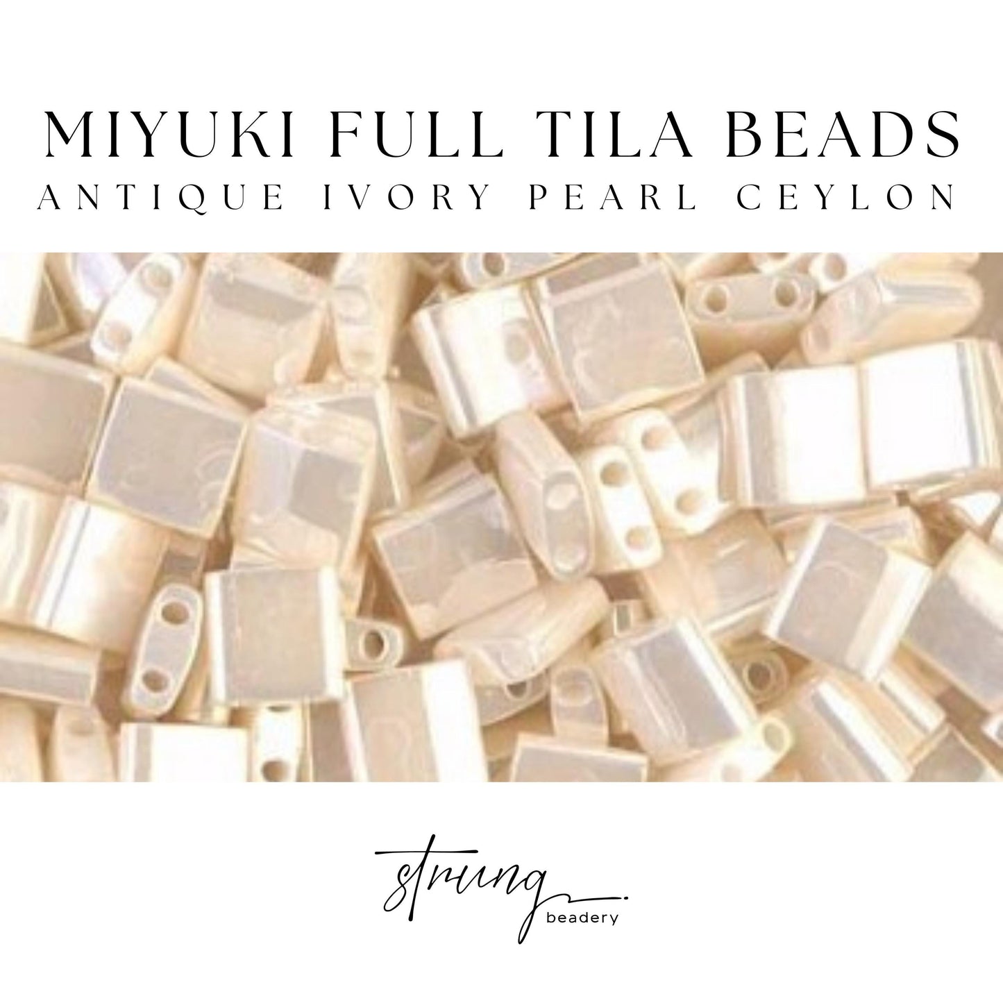 Miyuki Tila Beads Antique Ivory Pearl Ceylon Glass Tile Beads TL-592 | Full | 8 Grams for Jewelry Making