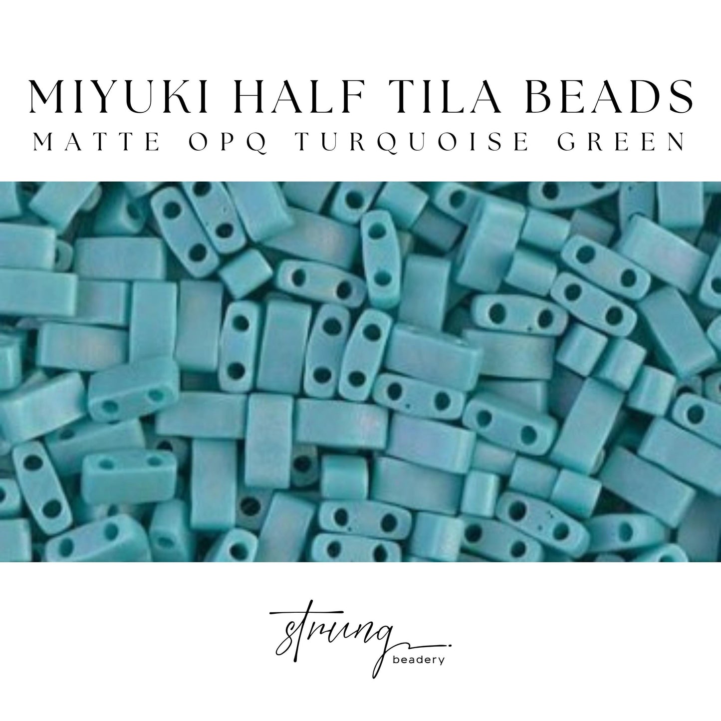 Miyuki Half Tila Beads Matte Opaque Turquoise Green Glass Tile Beads HTL-412FR | Half | 8 Grams for Jewelry Making