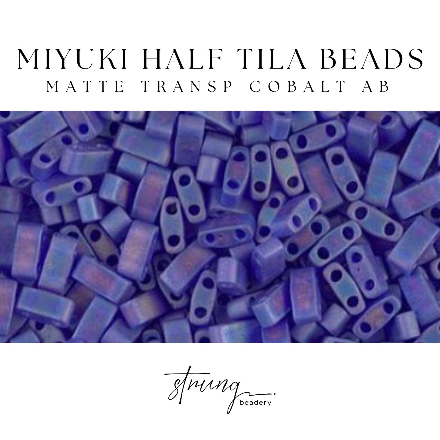 Miyuki Half Tila Beads Matte Transparent Cobalt AB Glass Tile Beads HTL-151FR | Half | 8 Grams for Jewelry Making