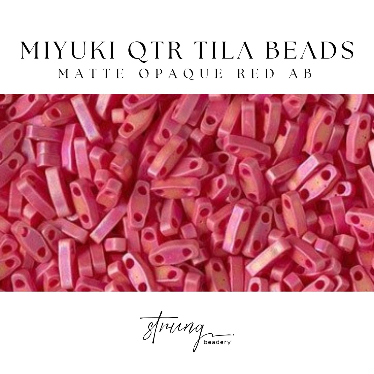 Miyuki Quarter Tila Bead Matte Opaque Red AB Glass Tile Beads QTL-408FR | Quarter | 8 Grams for Jewelry Making