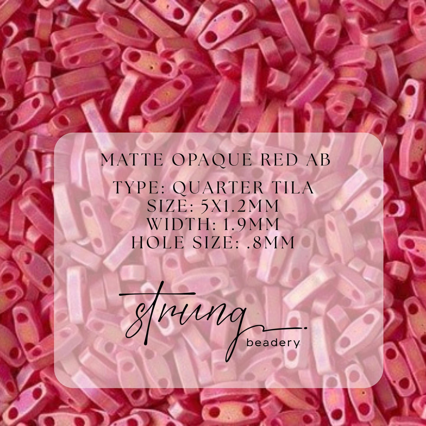 Miyuki Quarter Tila Bead Matte Opaque Red AB Glass Tile Beads QTL-408FR | Quarter | 8 Grams for Jewelry Making