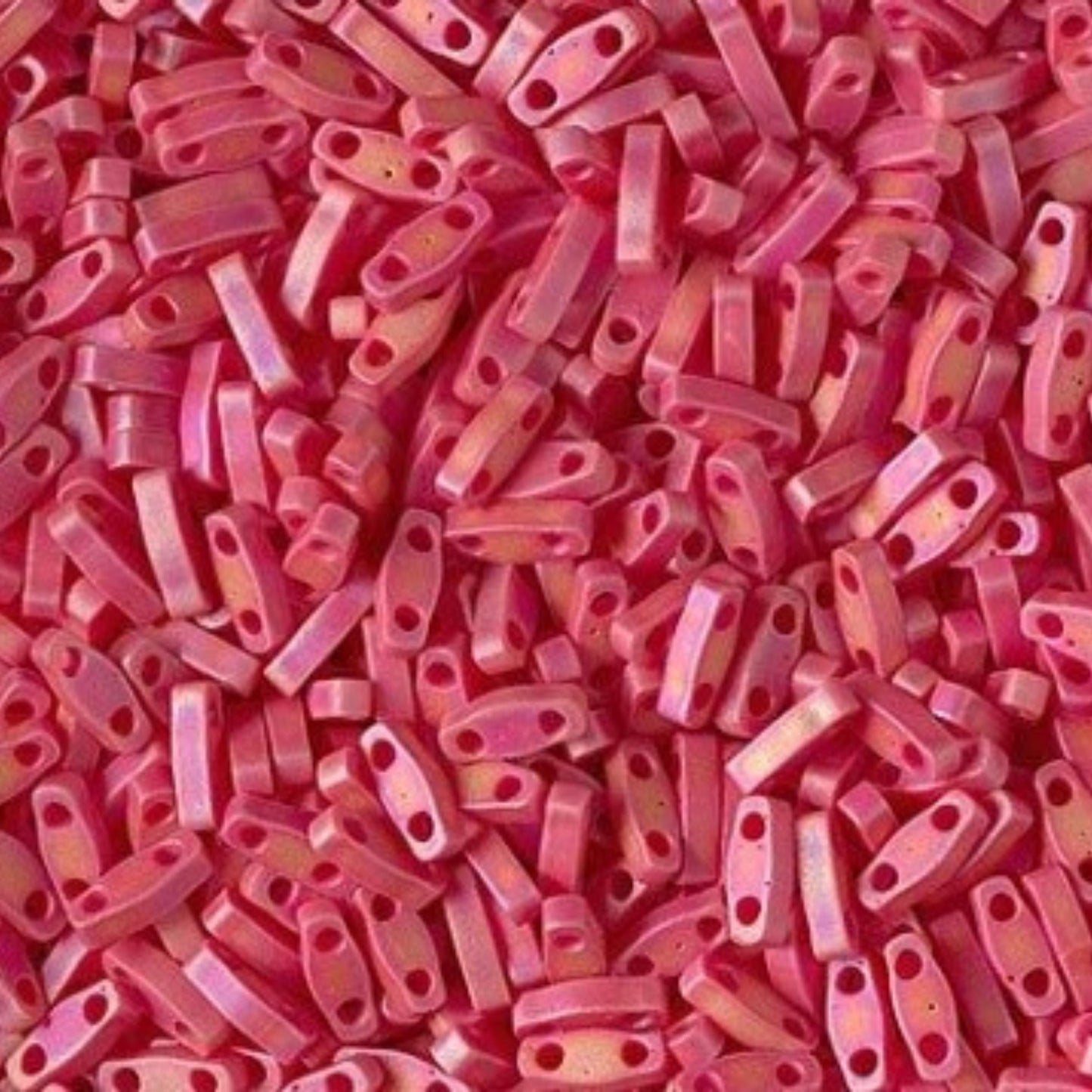Miyuki Quarter Tila Bead Matte Opaque Red AB Glass Tile Beads QTL-408FR | Quarter | 8 Grams for Jewelry Making