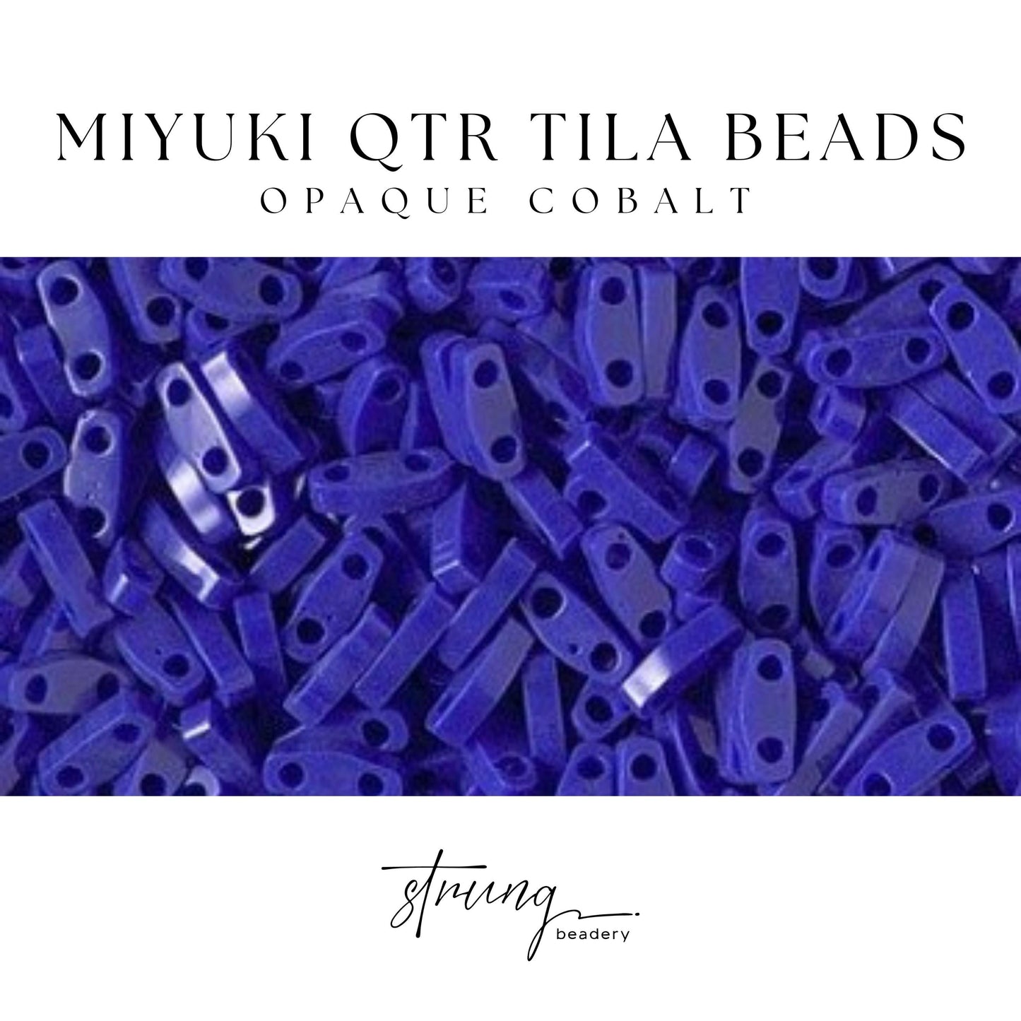Miyuki Quarter Tila Bead Matte Opaque Cobalt Glass Tile Beads QTL-414 | Quarter | 8 Grams for Jewelry Making