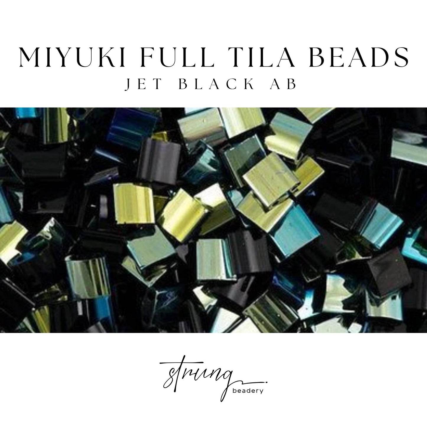 Miyuki Tila Beads Jet Black AB Tile Beads TL-4555 | Full | 8 Grams for Jewelry Making